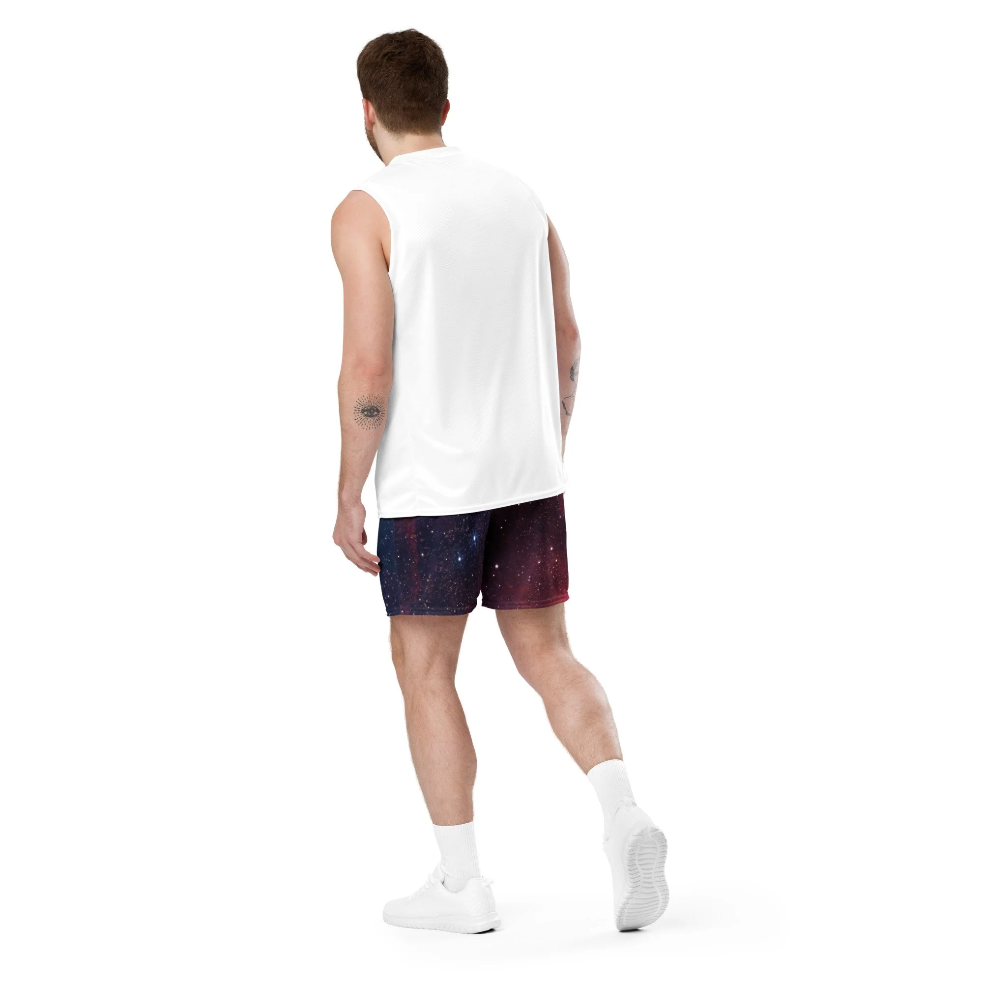 Heart Nebula printed on unisex mesh shorts — High Space Man