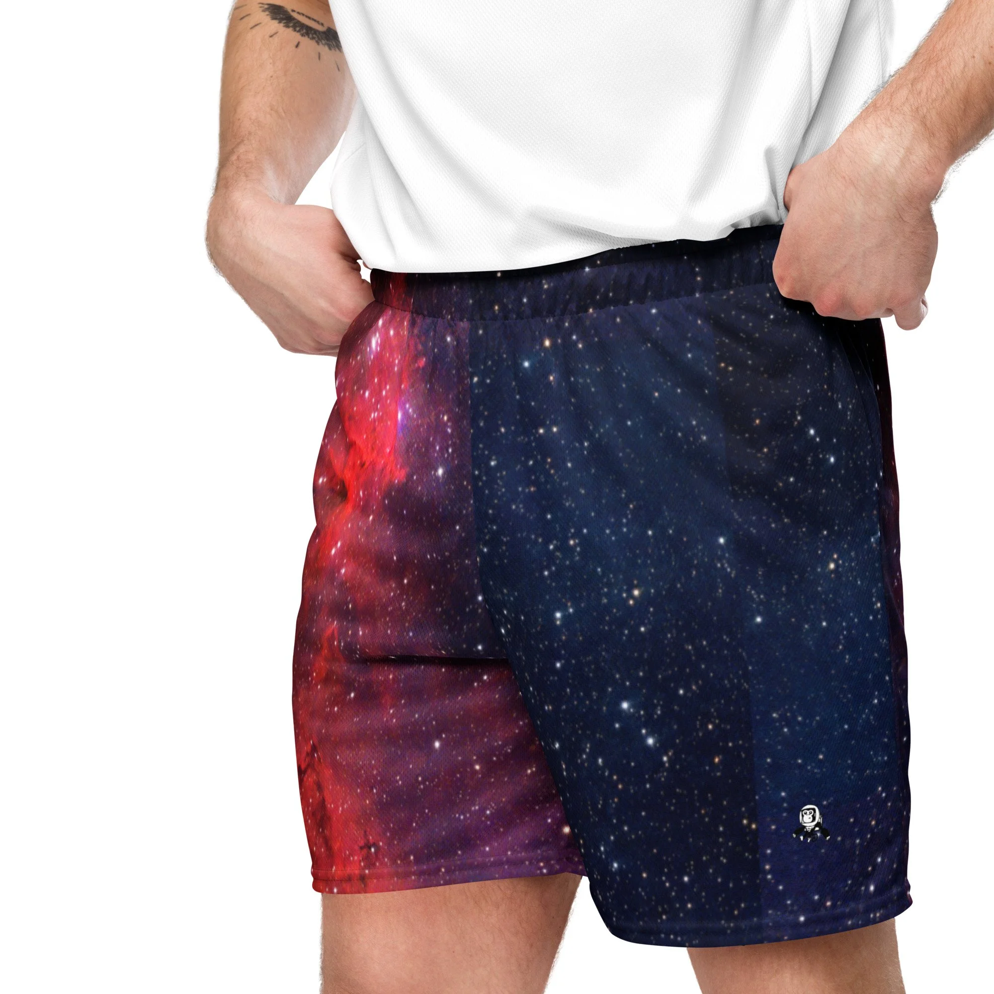 Heart Nebula printed on unisex mesh shorts — High Space Man
