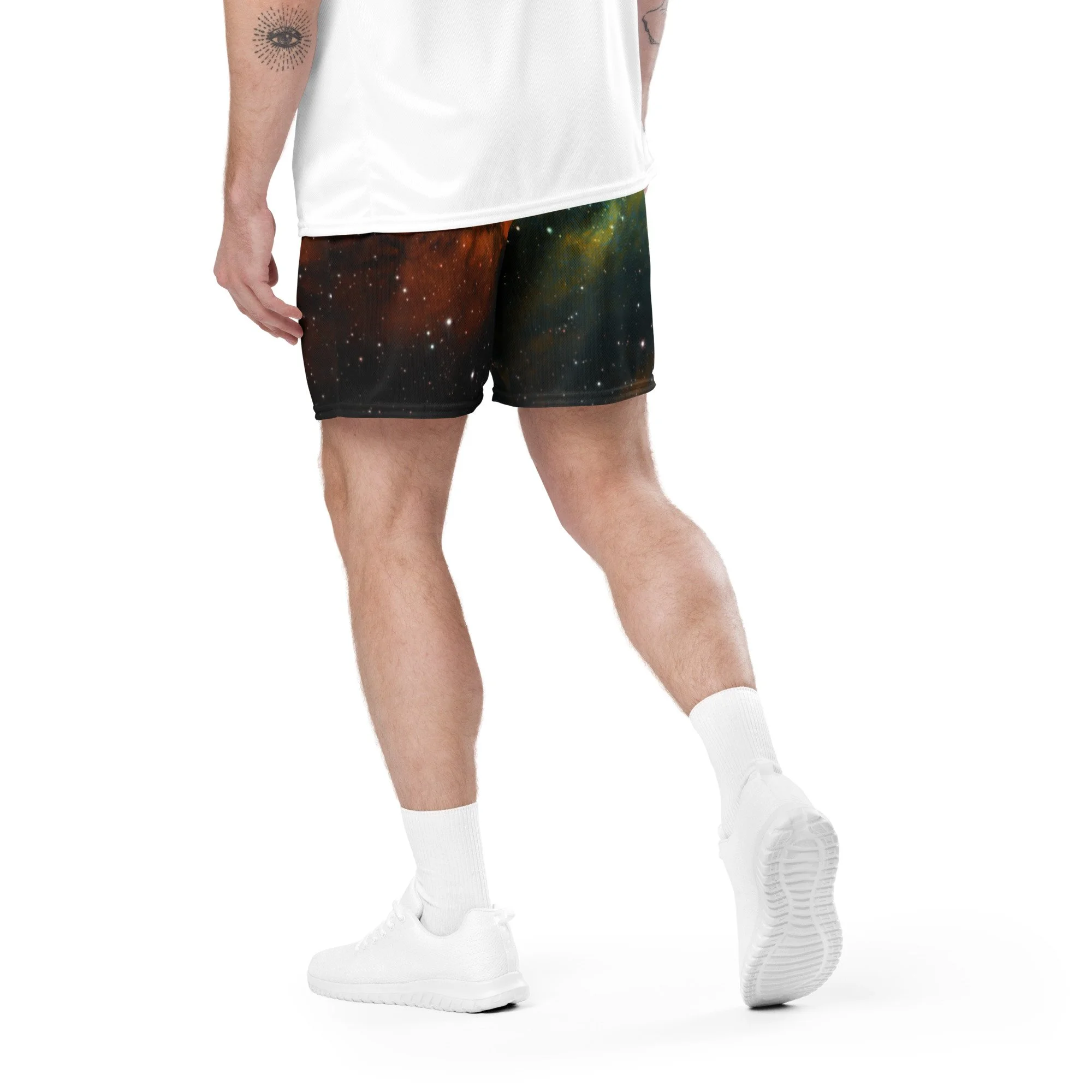 Soul Nebula printed on unisex mesh shorts — High Space Man