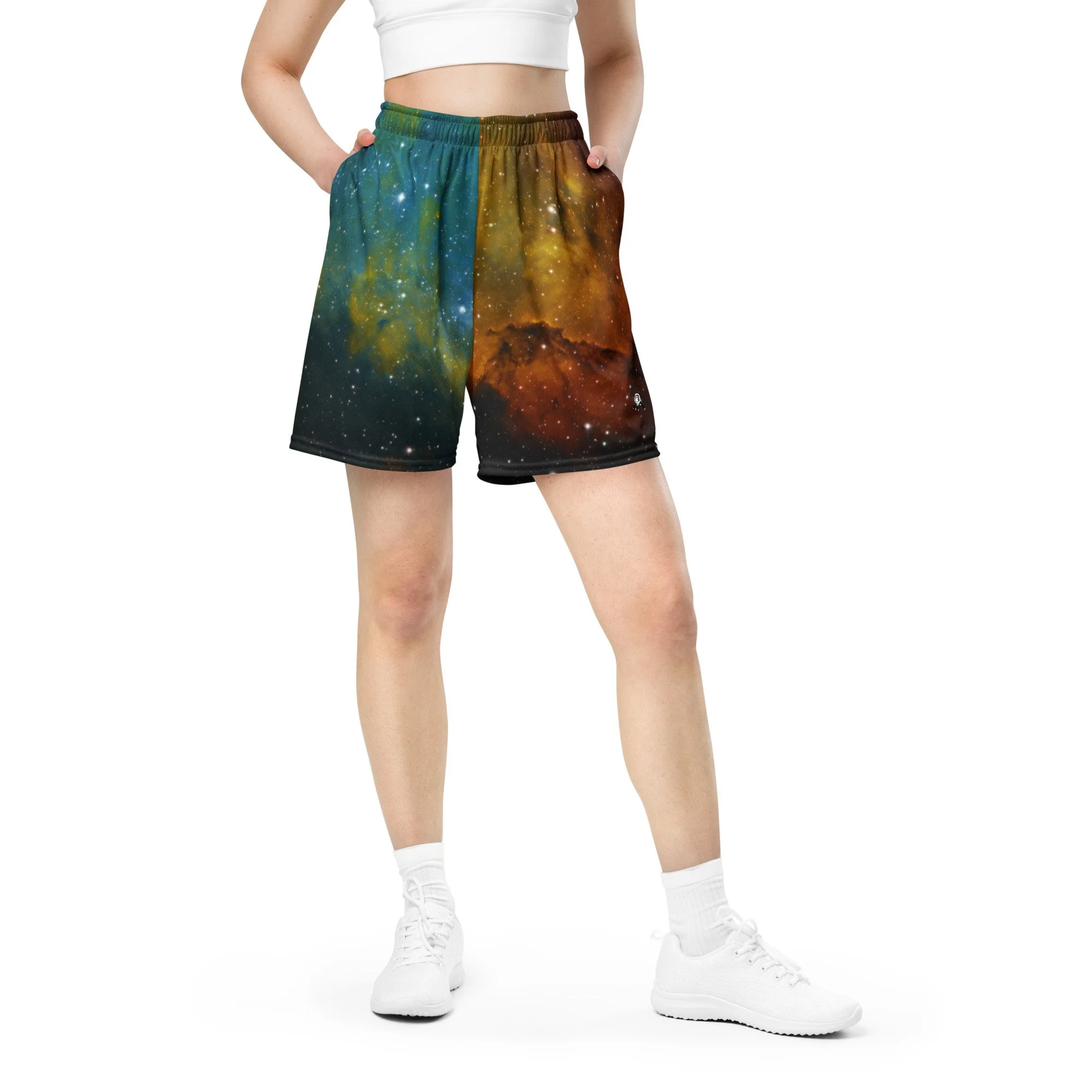Soul Nebula printed on unisex mesh shorts — High Space Man