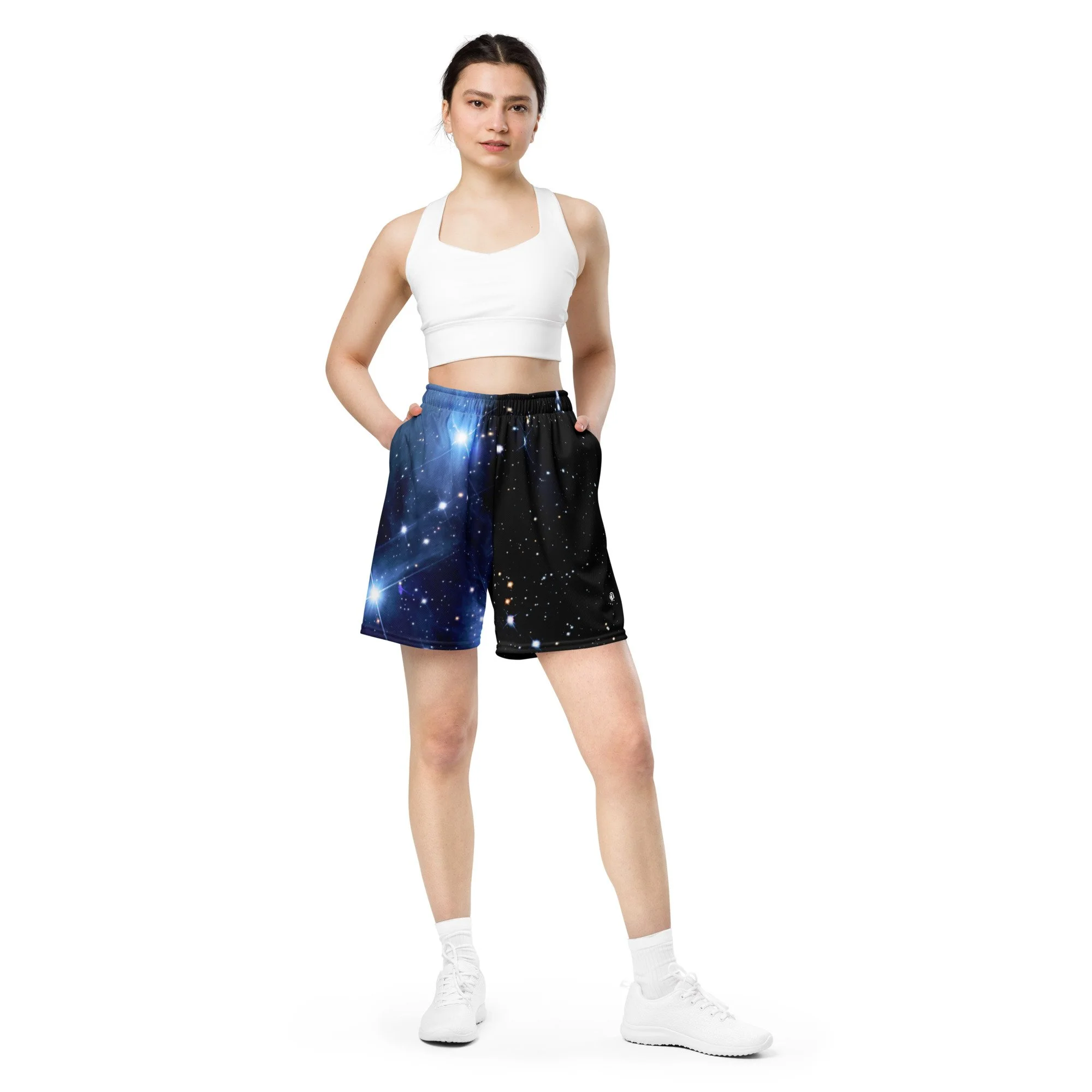 Pleiades star cluster printed on unisex mesh shorts — High Space Man