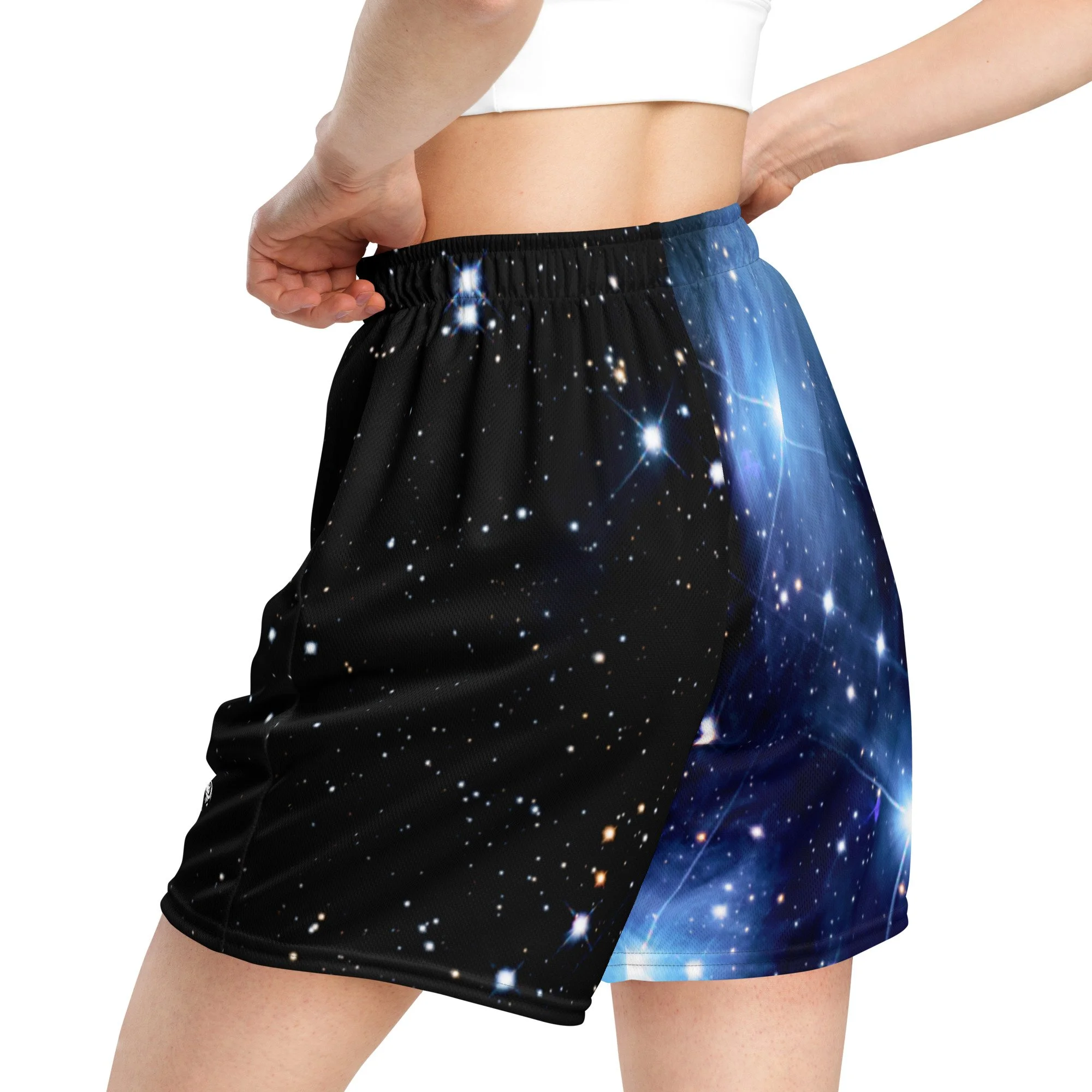 Pleiades star cluster printed on unisex mesh shorts — High Space Man