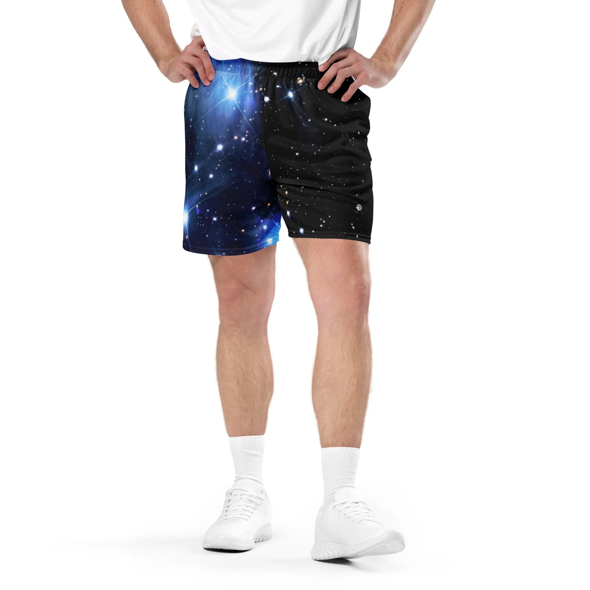 Pleiades star cluster printed on unisex mesh shorts — High Space Man