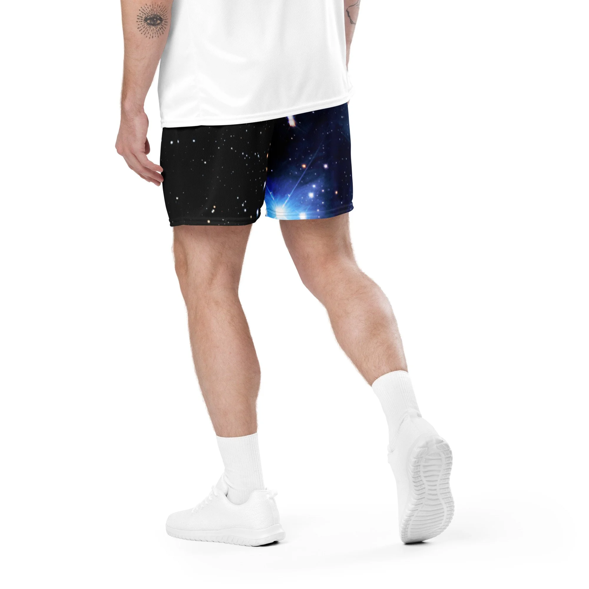 Pleiades star cluster printed on unisex mesh shorts — High Space Man