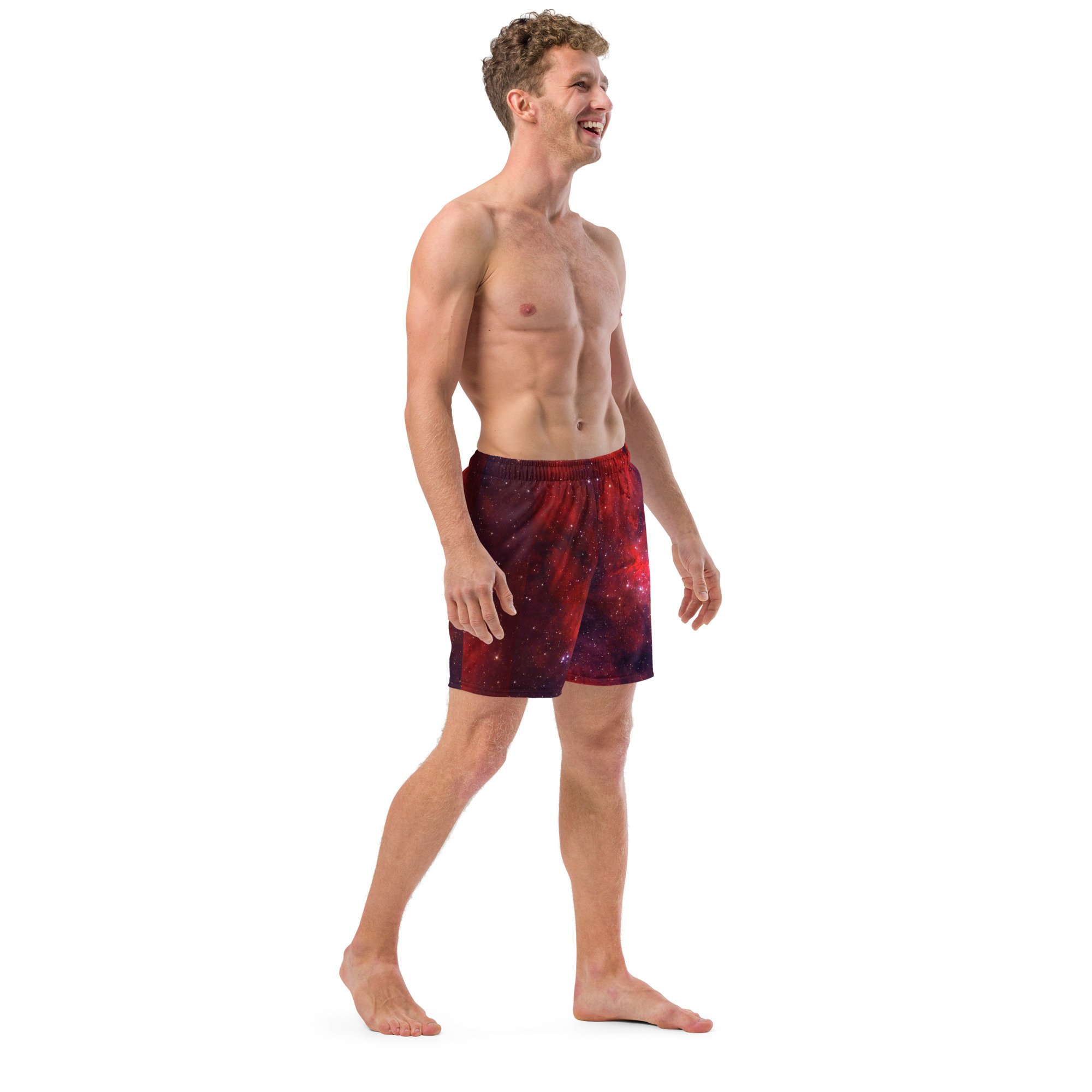 Heart Nebula printed on men's swim trunks — High Space Man