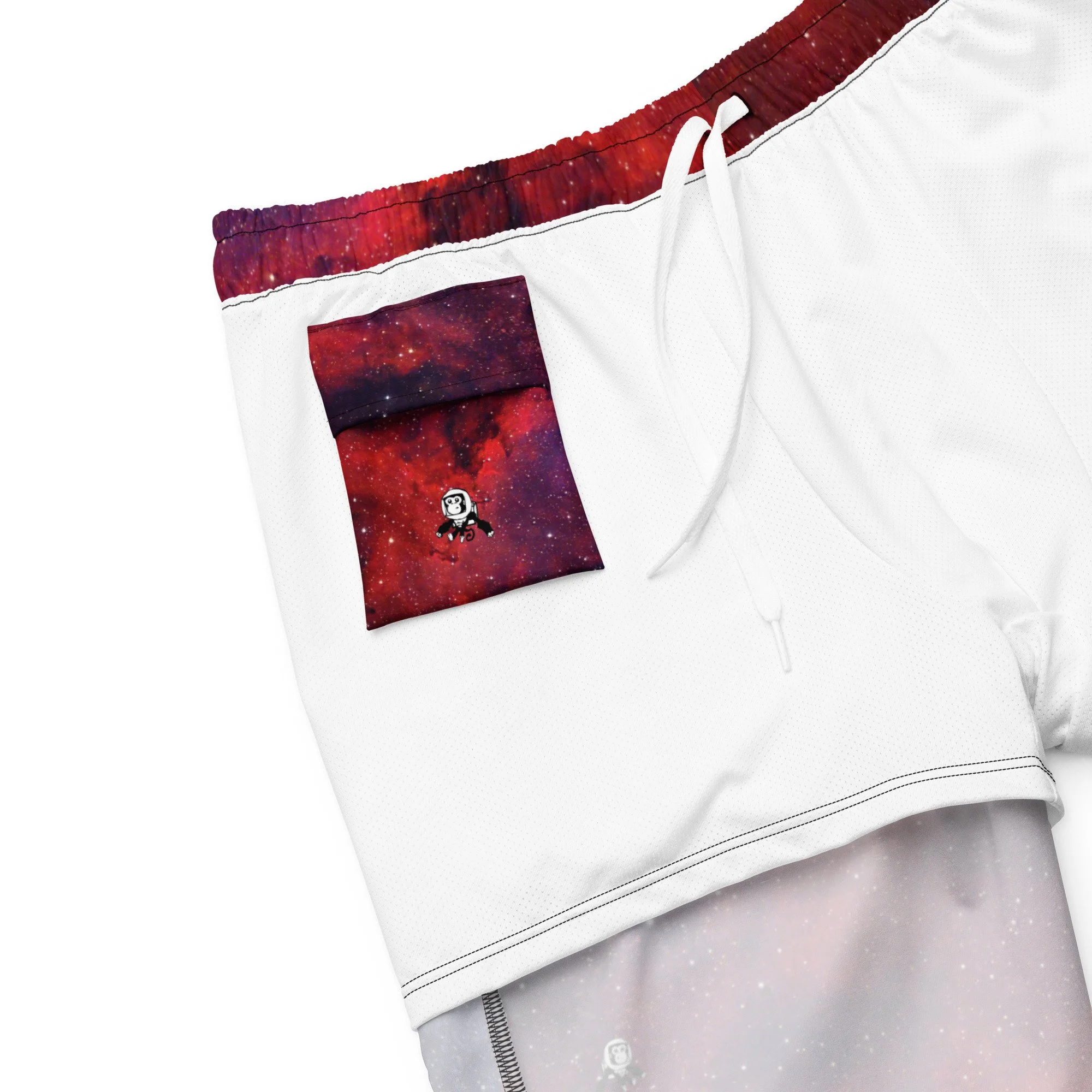 Heart Nebula printed on men's swim trunks — High Space Man