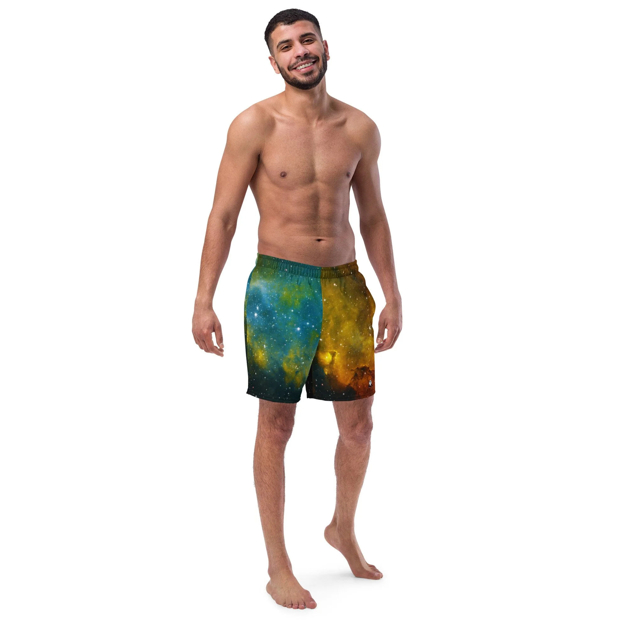 Soul Nebula printed on men's swim trunks — High Space Man