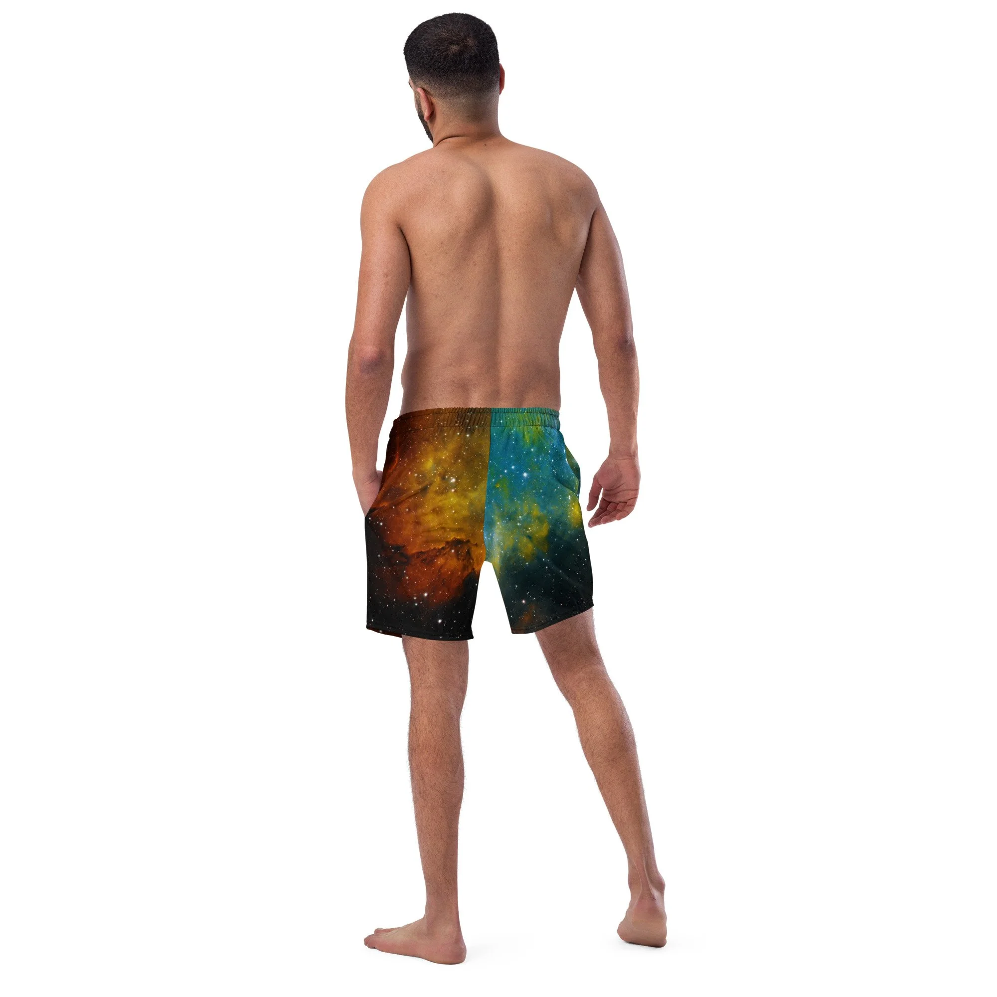 Soul Nebula printed on men's swim trunks — High Space Man