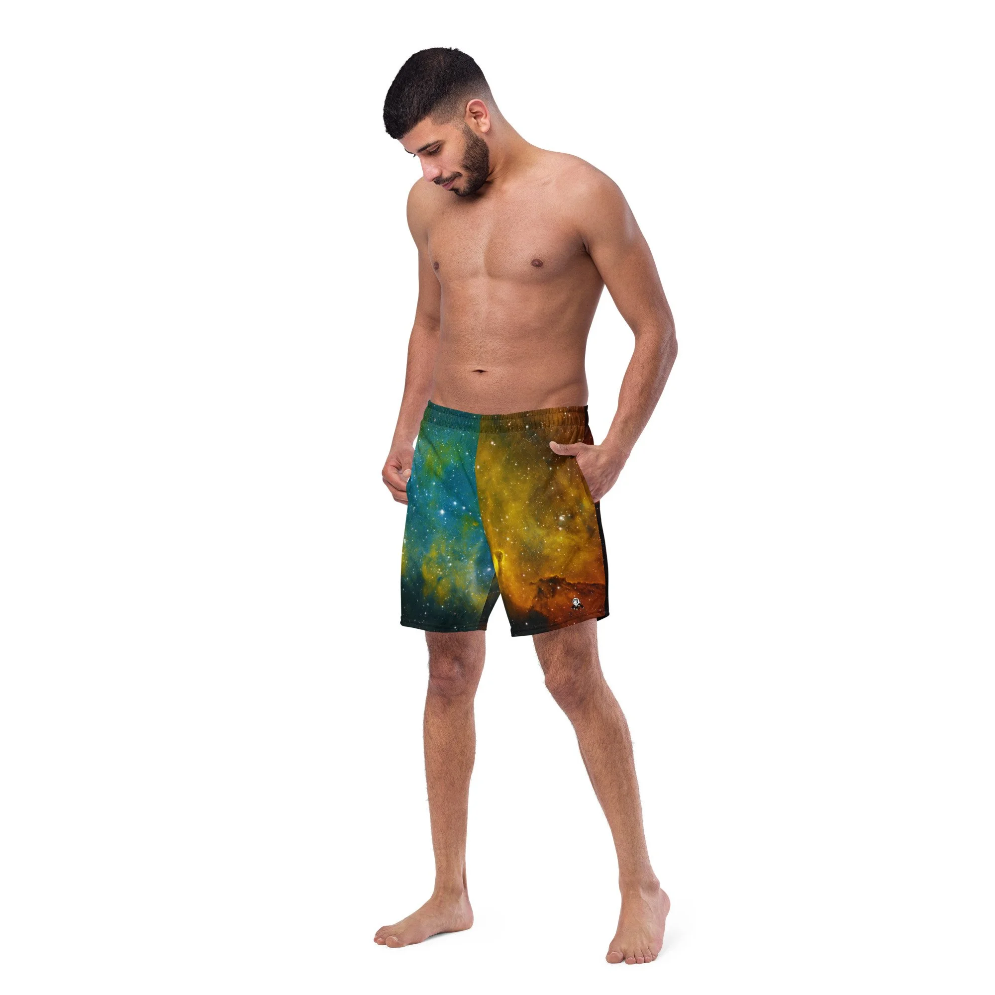 Soul Nebula printed on men's swim trunks — High Space Man