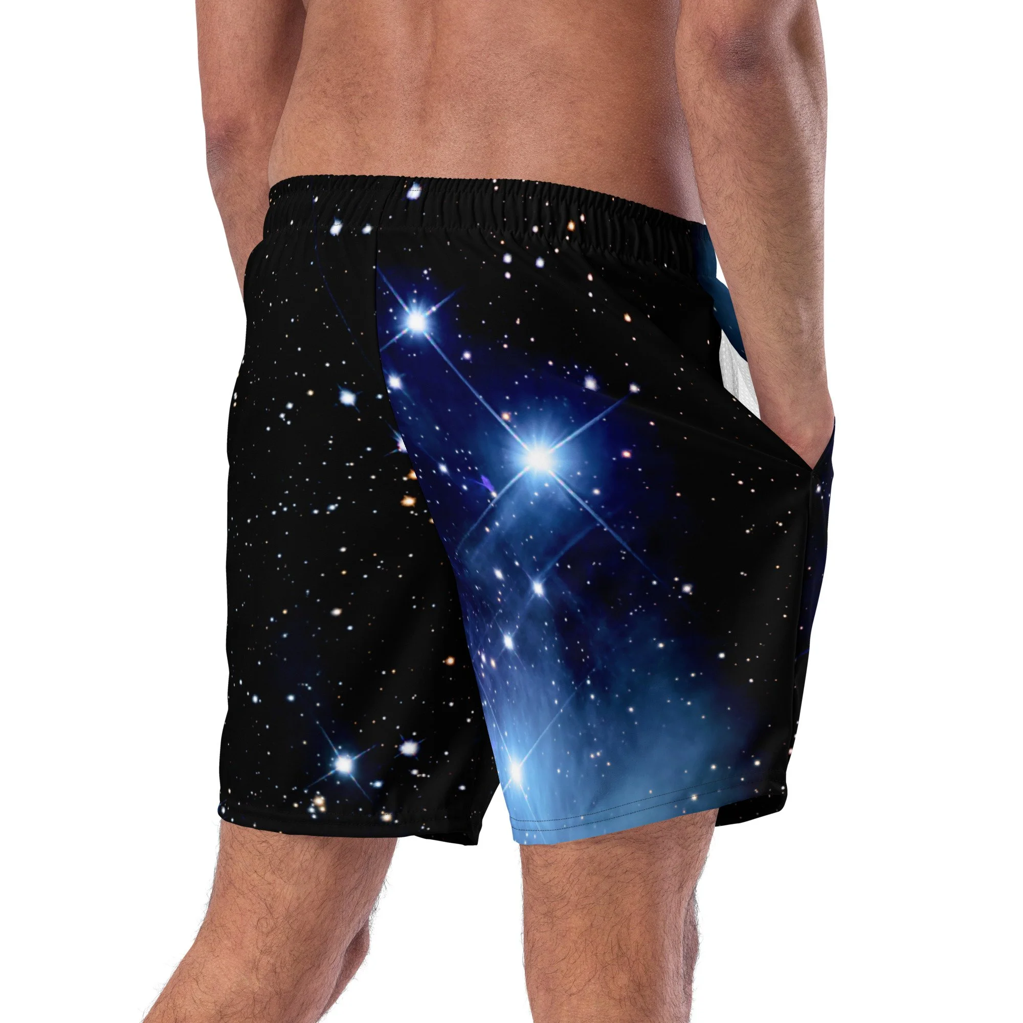 Pleiades star cluster printed on men's swim trunks — High Space Man