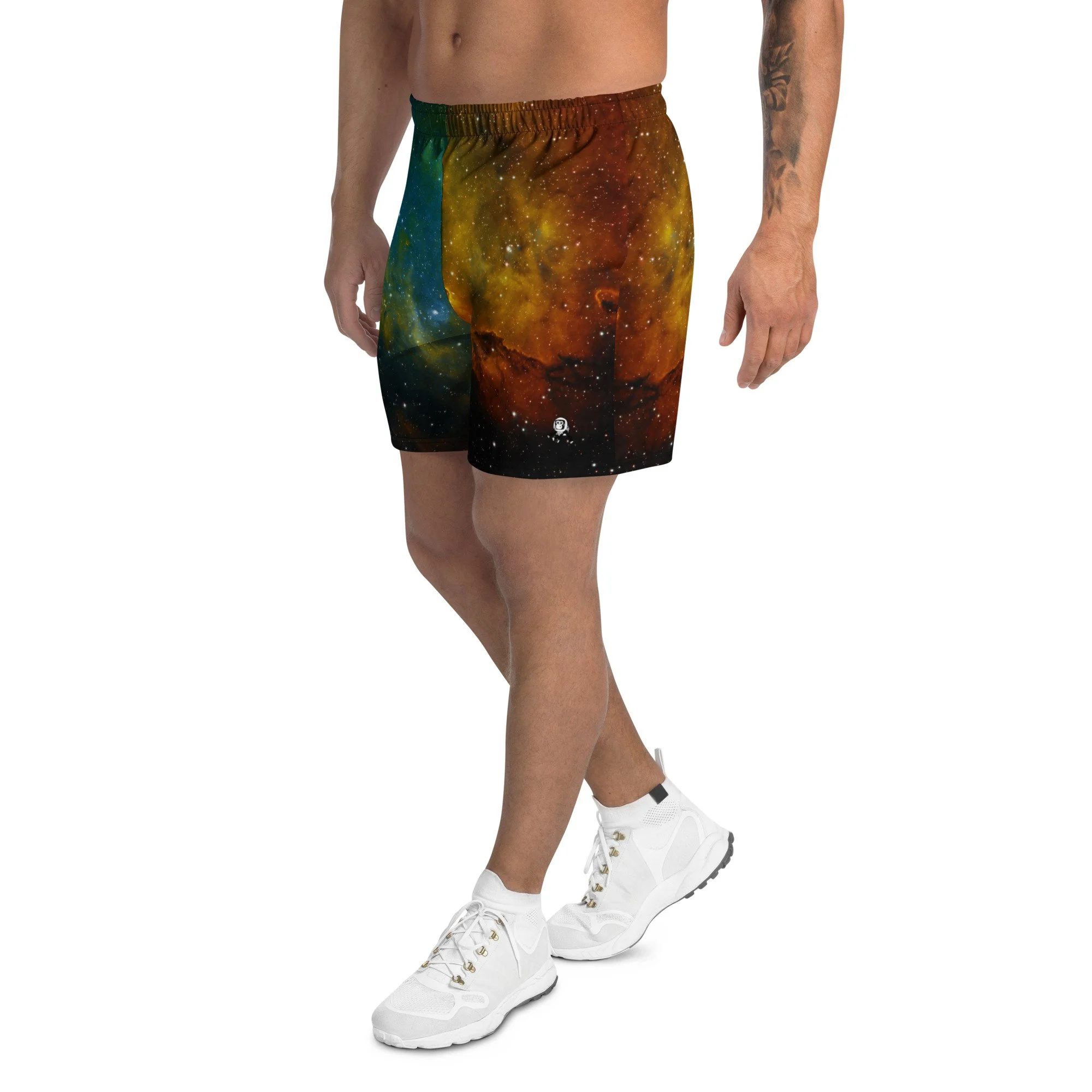 Soul Nebula printed on unisex 6 inch inseam athletic shorts — High Space Man