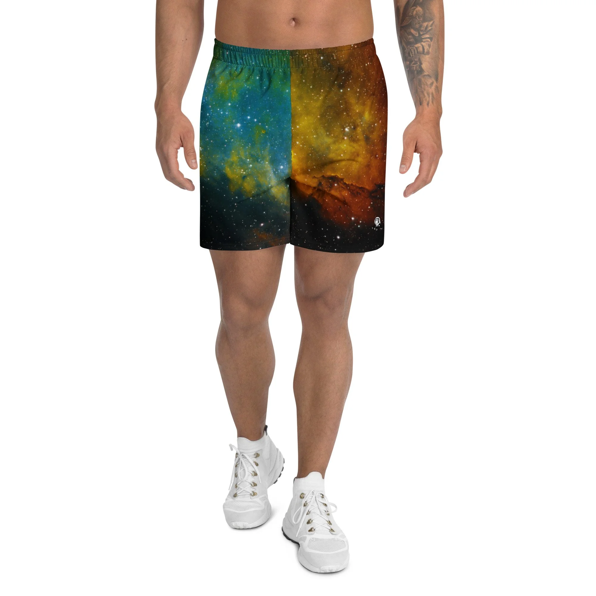 Soul Nebula printed on unisex 6 inch inseam athletic shorts — High Space Man