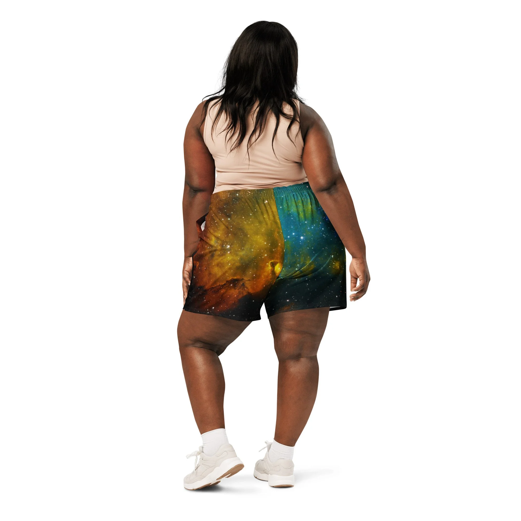 Soul Nebula printed on unisex 6 inch inseam athletic shorts — High Space Man