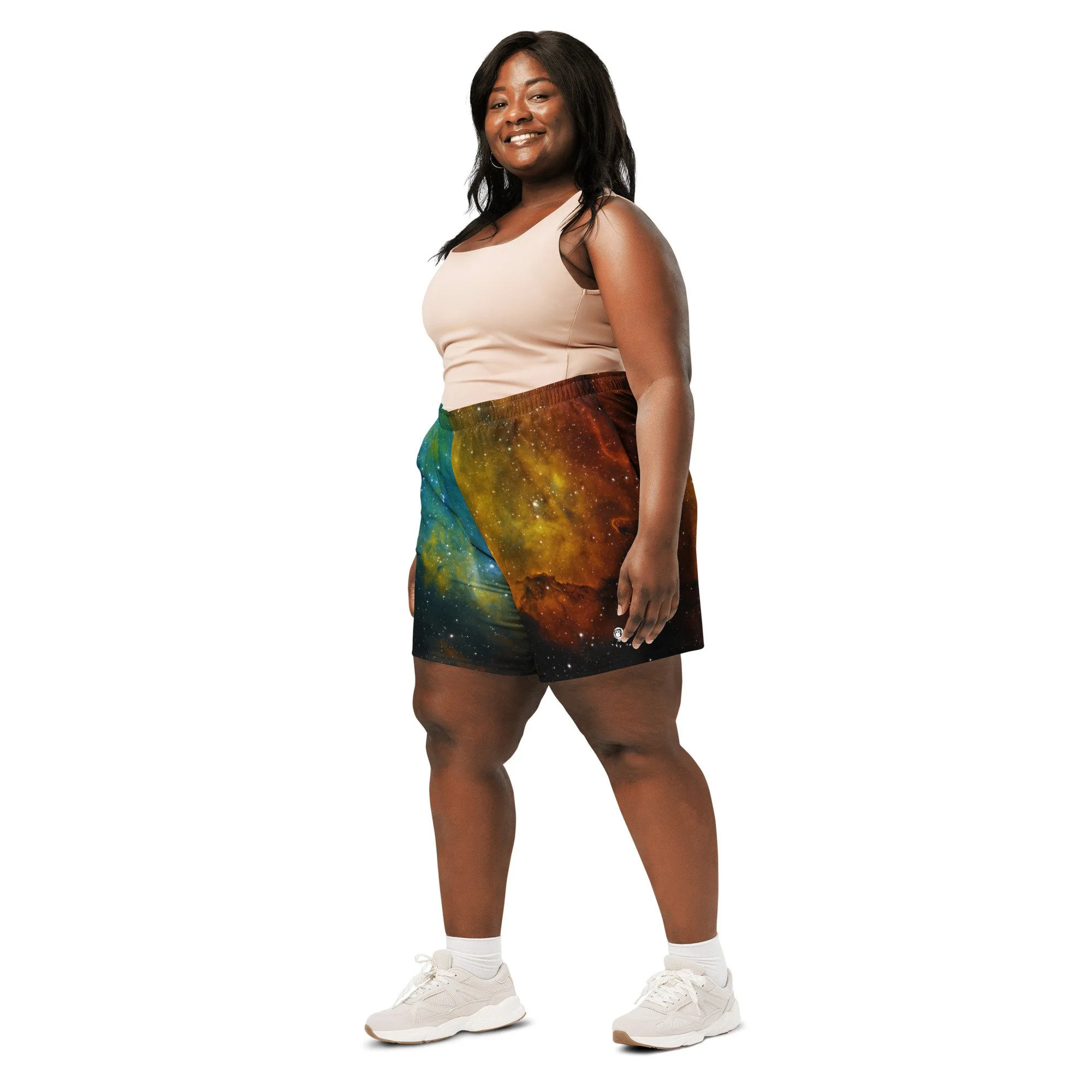 Soul Nebula printed on unisex 6 inch inseam athletic shorts — High Space Man