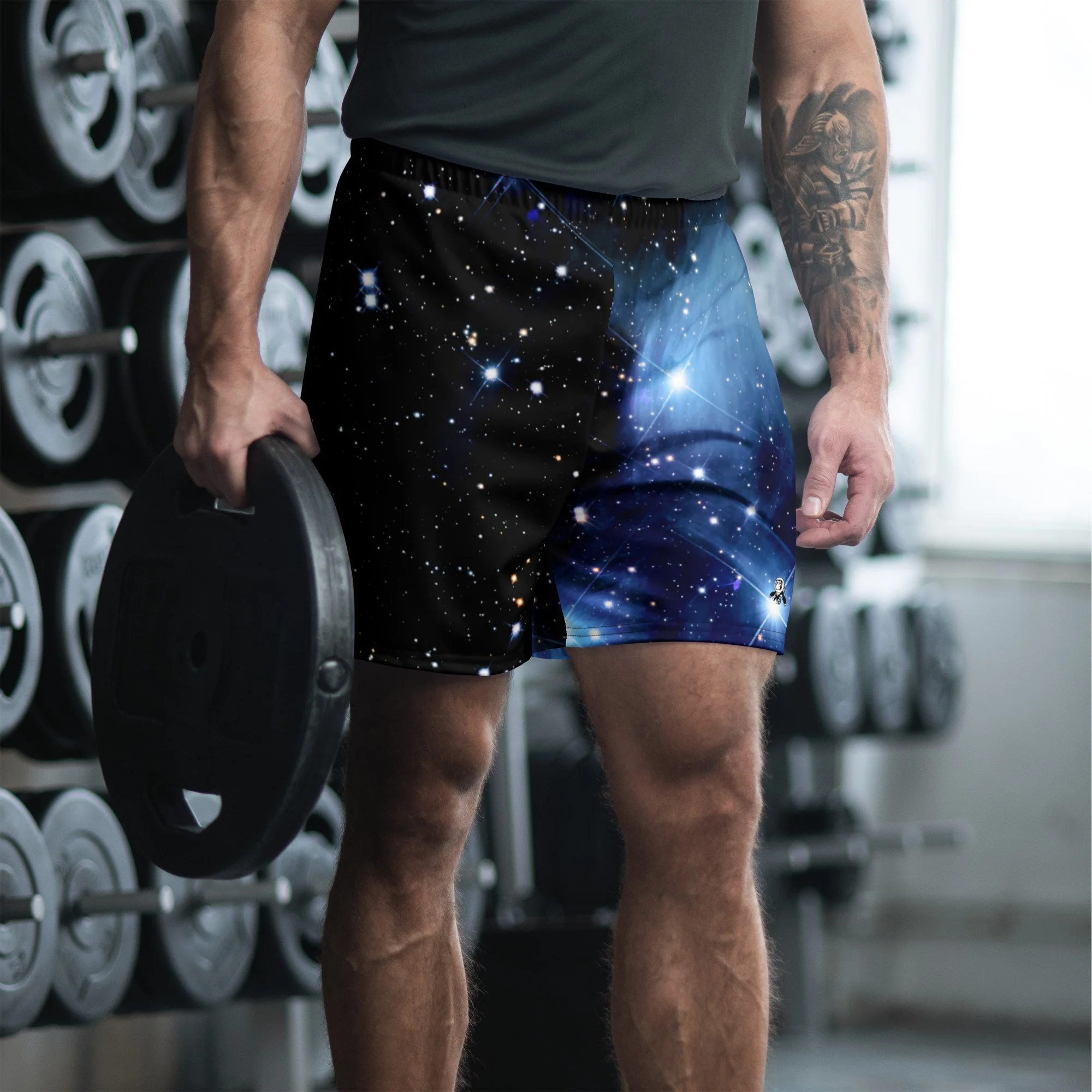 Pleiades star cluster printed on unisex 6 inch inseam athletic shorts — High Space Man