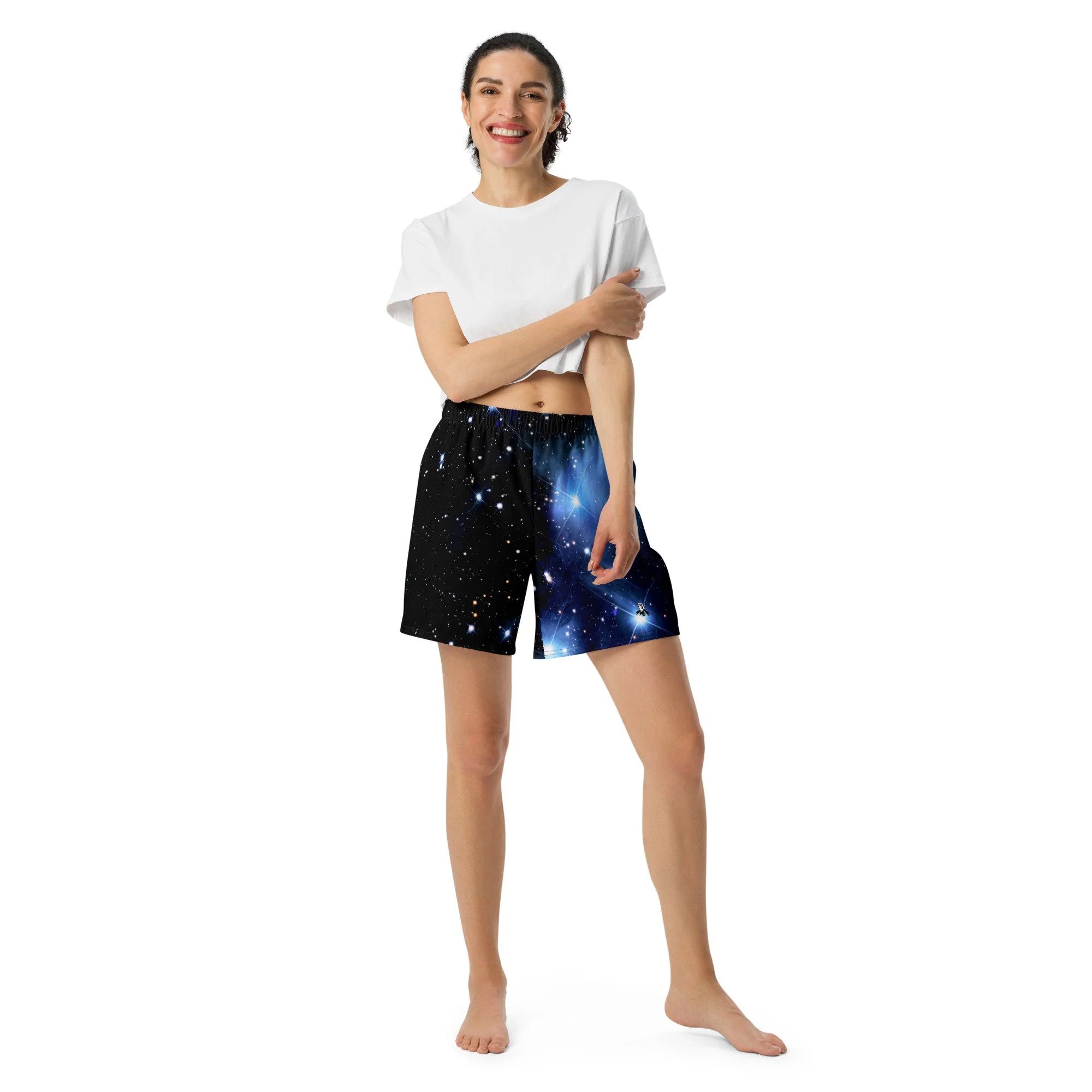 Pleiades star cluster printed on unisex 6 inch inseam athletic shorts — High Space Man