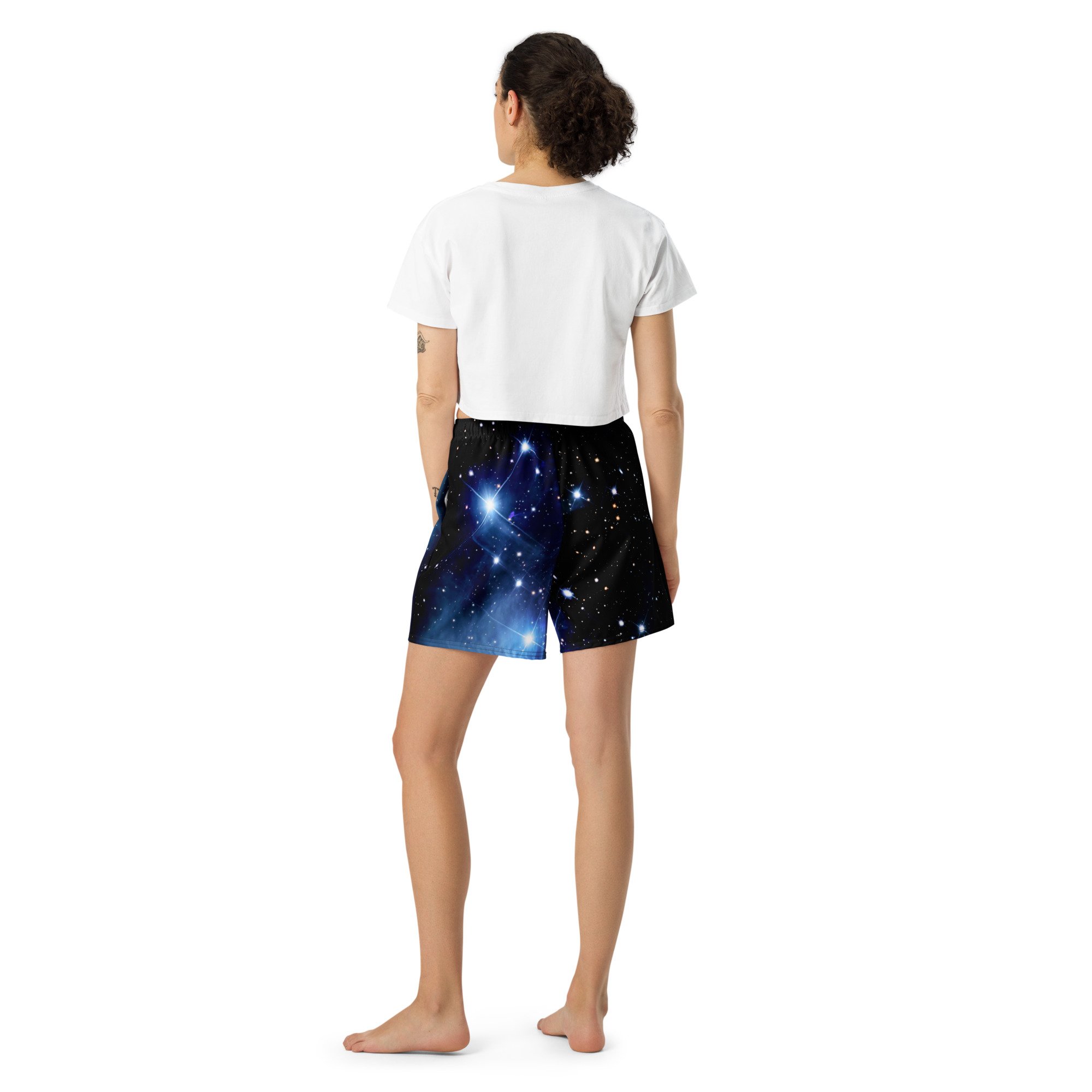 Pleiades star cluster printed on unisex 6 inch inseam athletic shorts — High Space Man