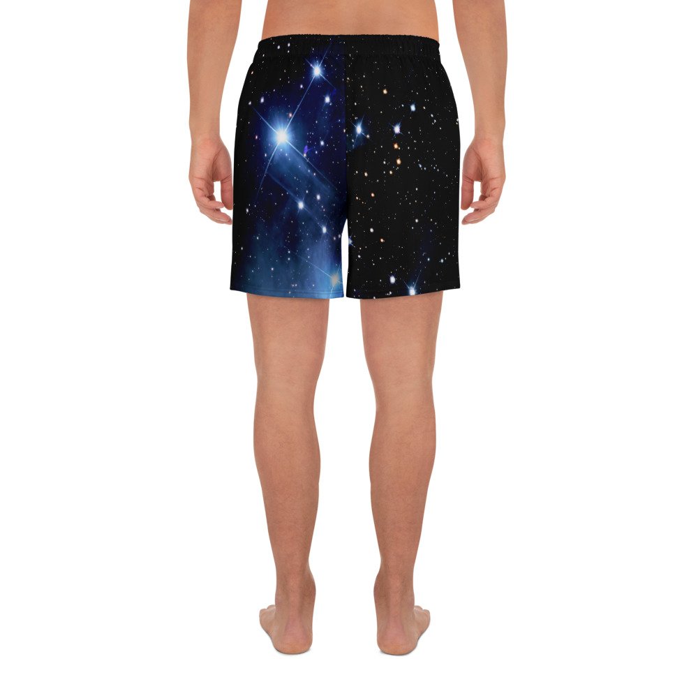 Pleiades star cluster printed on unisex 6 inch inseam athletic shorts — High Space Man