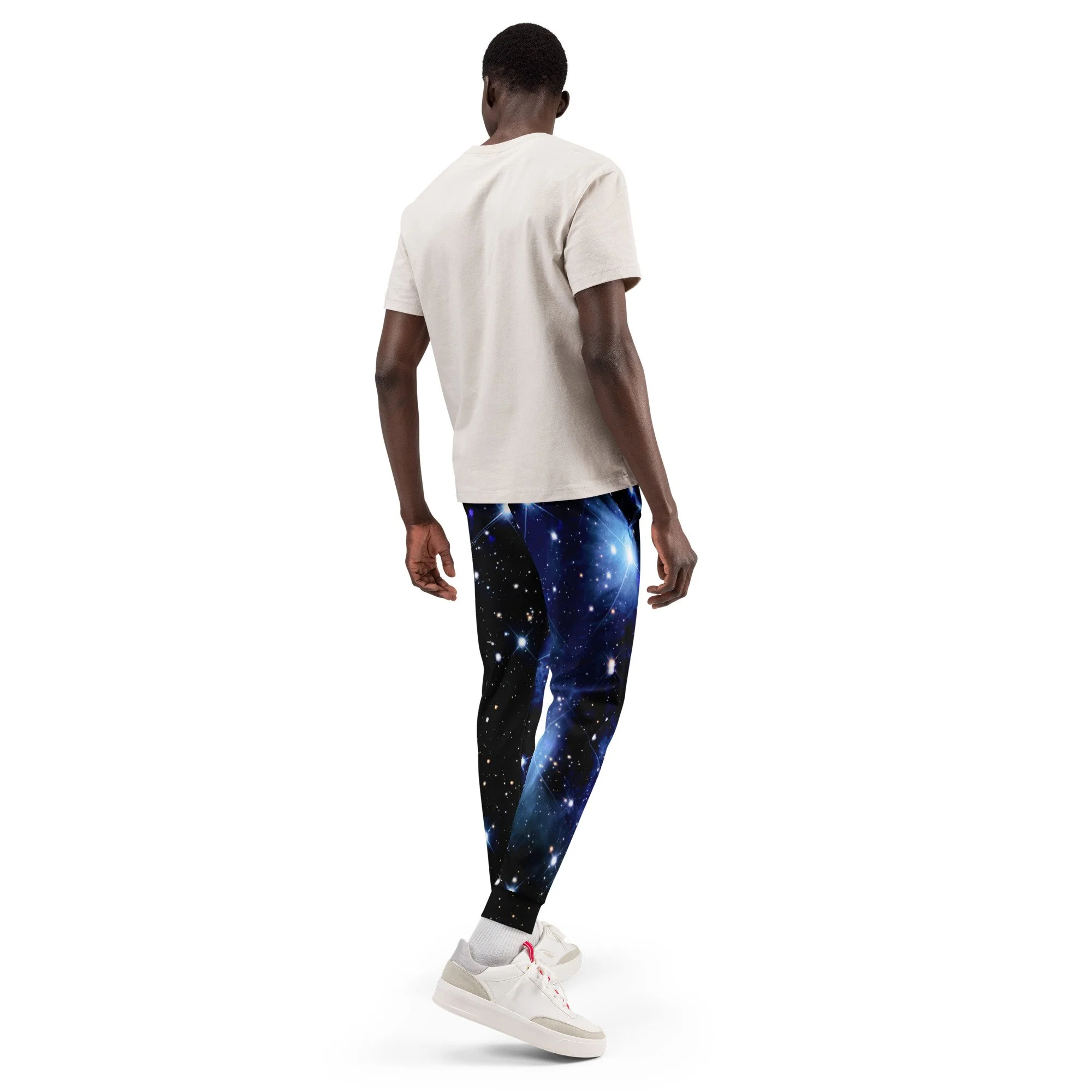 Pleiades star cluster printed on men's recycled joggers — High Space Man