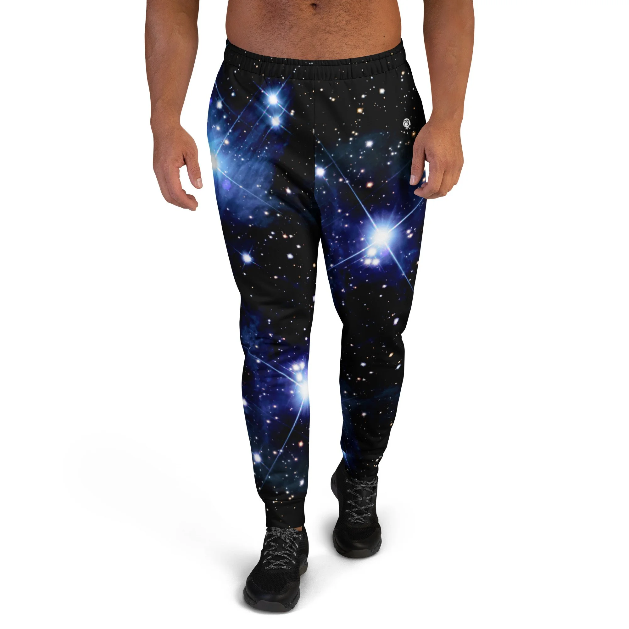 Pleiades star cluster printed on men's recycled joggers — High Space Man