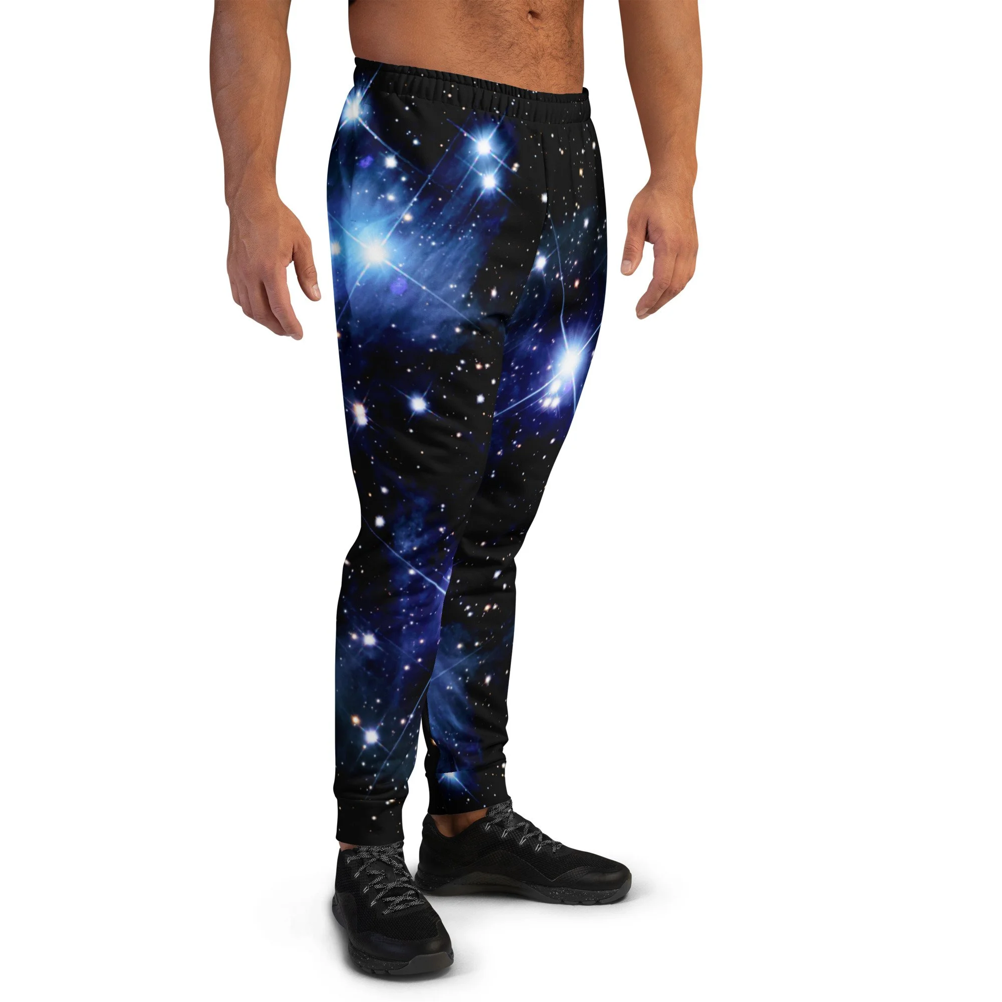 Pleiades star cluster printed on men's recycled joggers — High Space Man