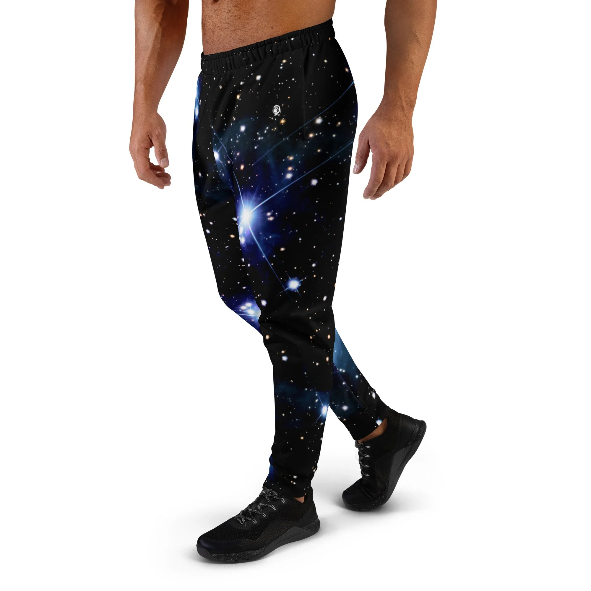 Pleiades star cluster printed on men's recycled joggers — High Space Man