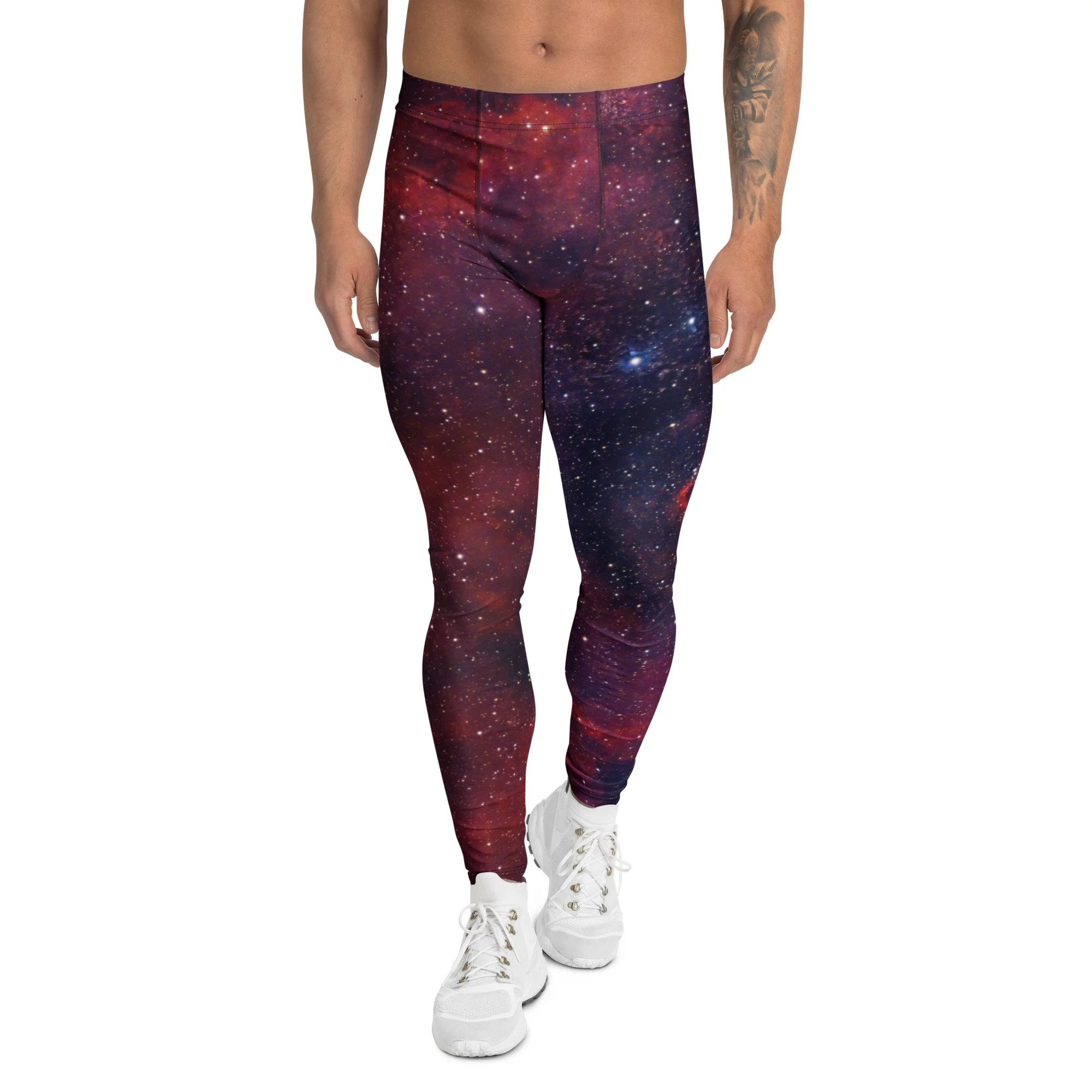 Heart Nebula printed on men's athletic leggings — High Space Man