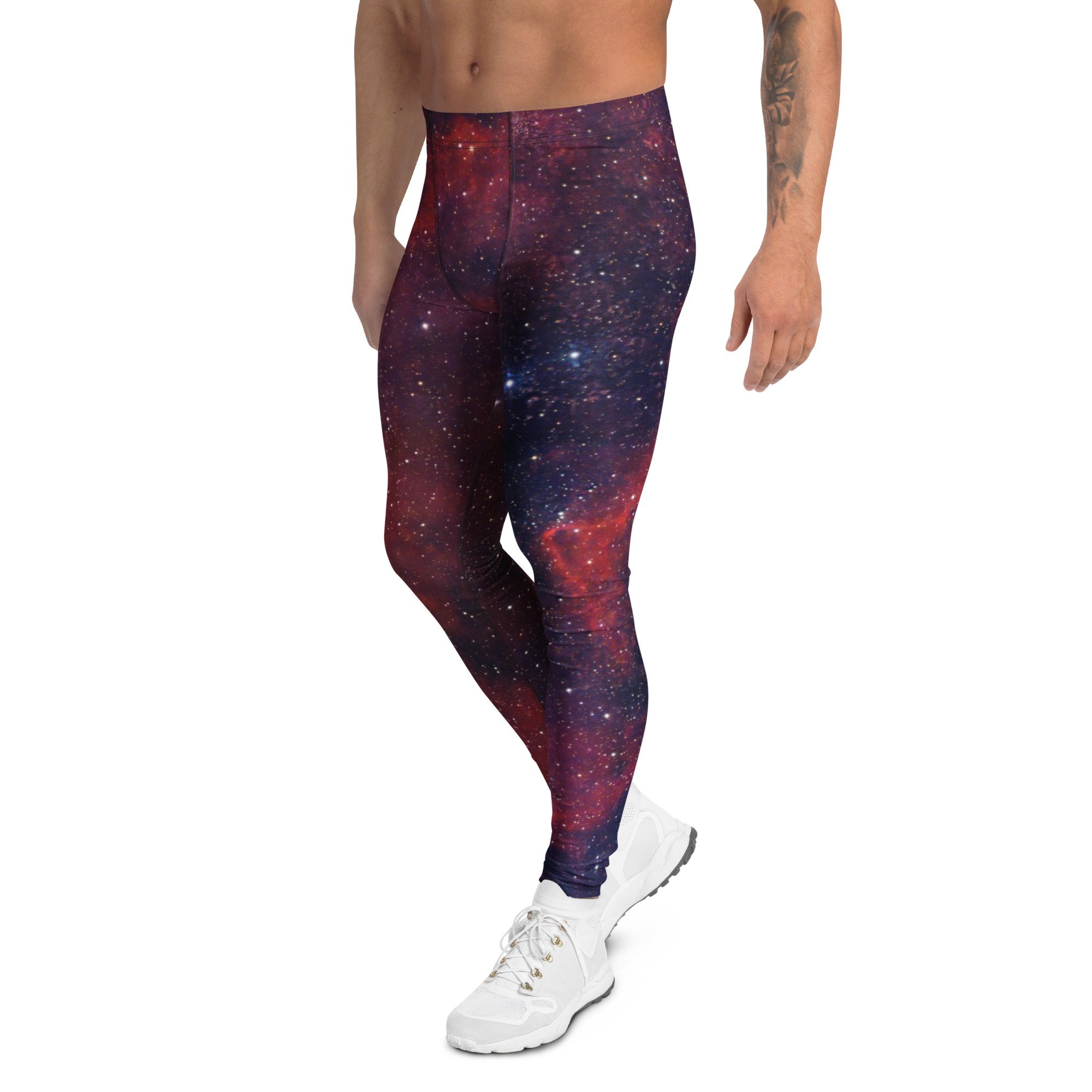 Heart Nebula printed on men's athletic leggings — High Space Man