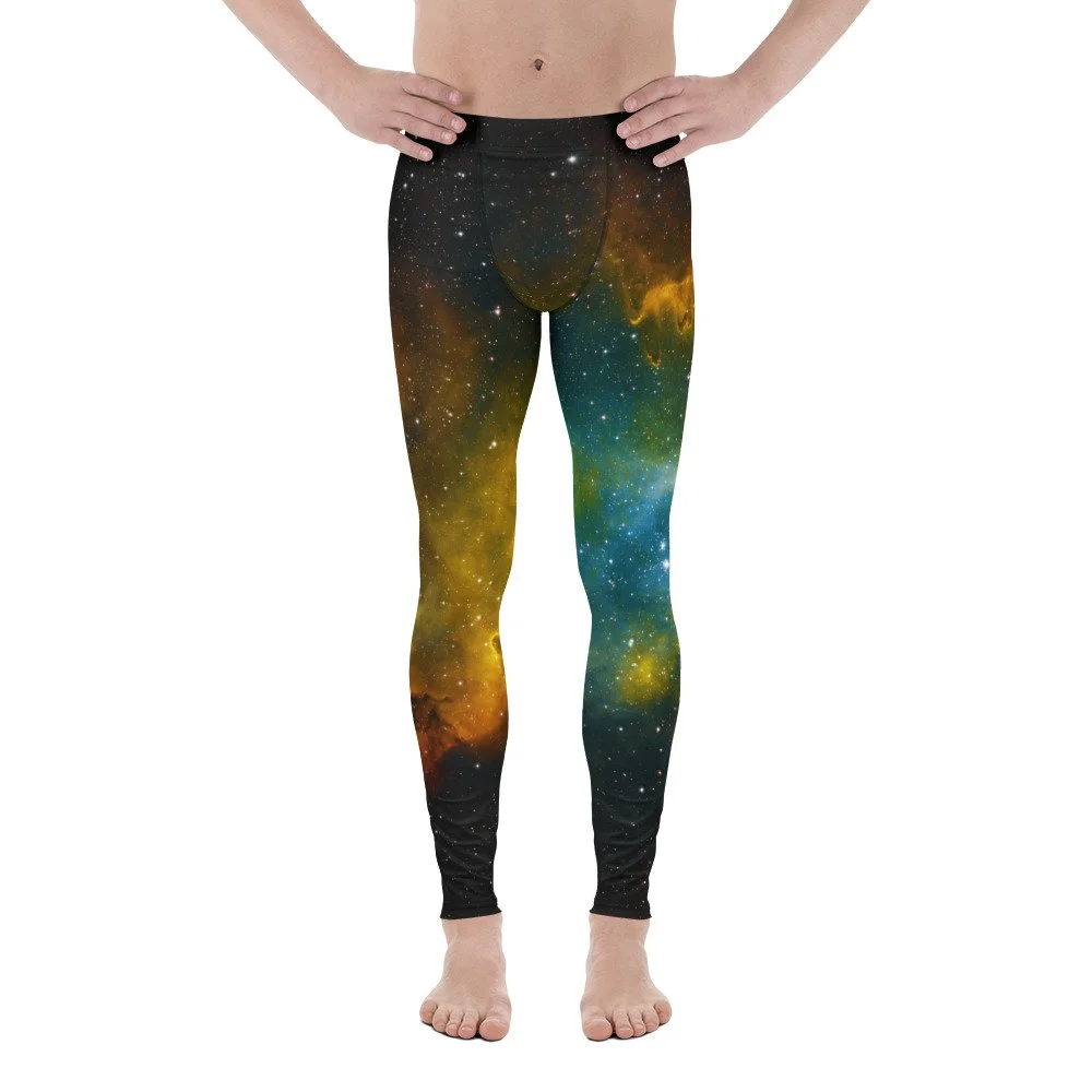 Soul Nebula printed on men's athletic leggings — High Space Man