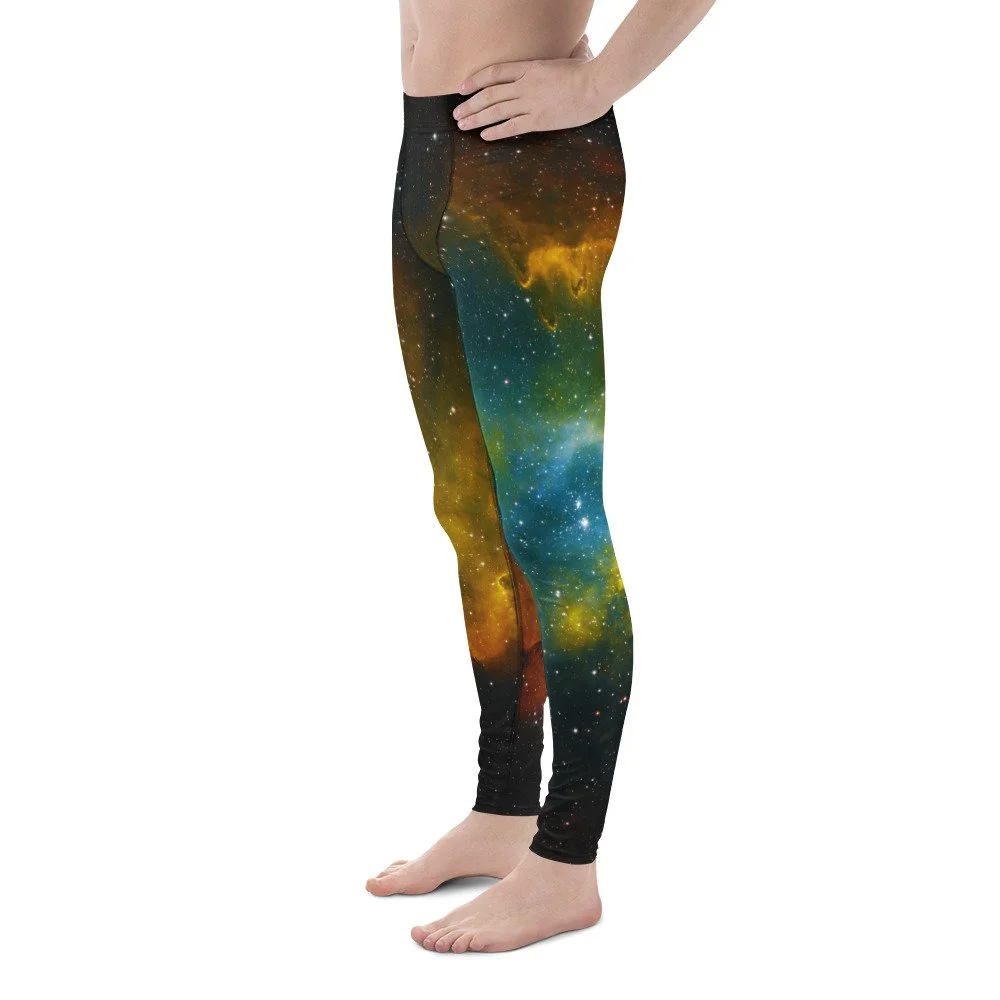 Soul Nebula printed on men's athletic leggings — High Space Man