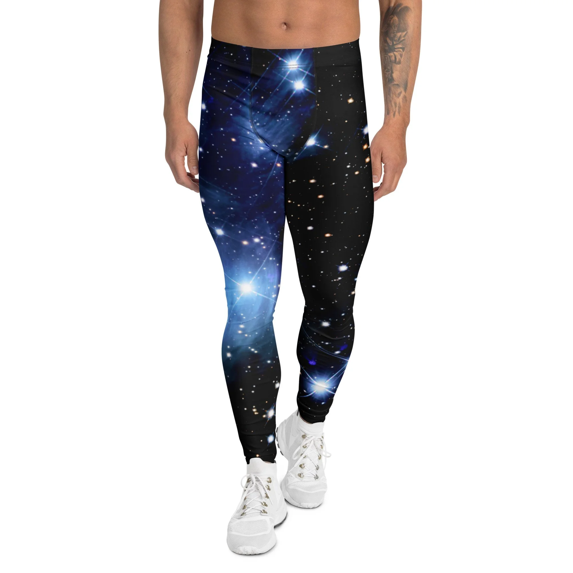 Pleiades star cluster printed on men's athletic leggings — High Space Man