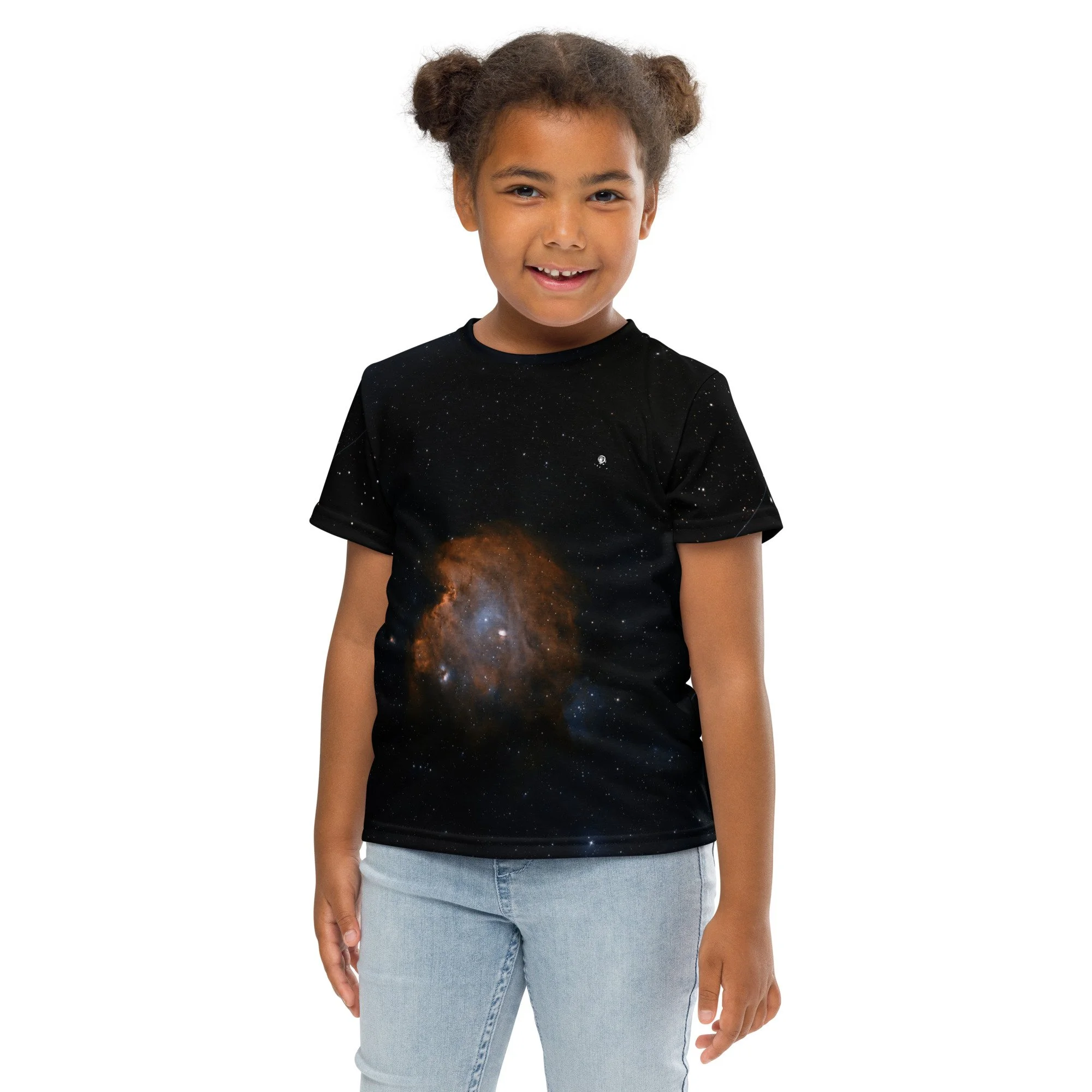 Monkey Head Nebula printed on kids all-over-print t-shirt — High Space Man