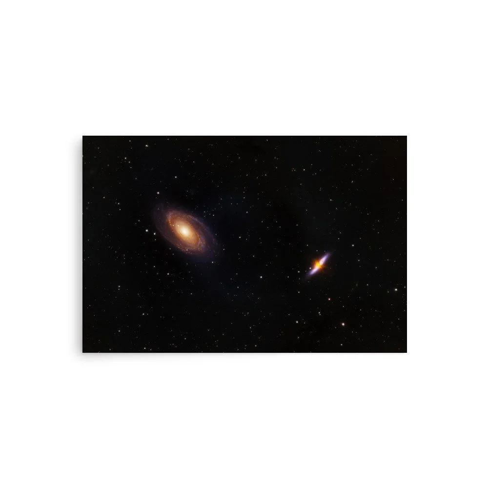Bode's and Cigar Galaxy real astrophotography premium poster