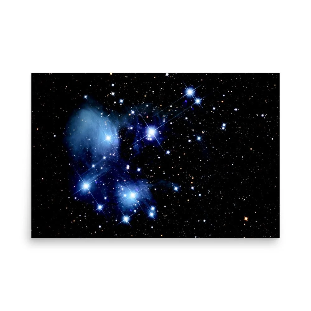 Pleiades Seven Sisters real astrophotography premium poster