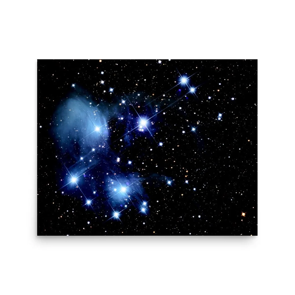 Pleiades Seven Sisters real astrophotography premium poster