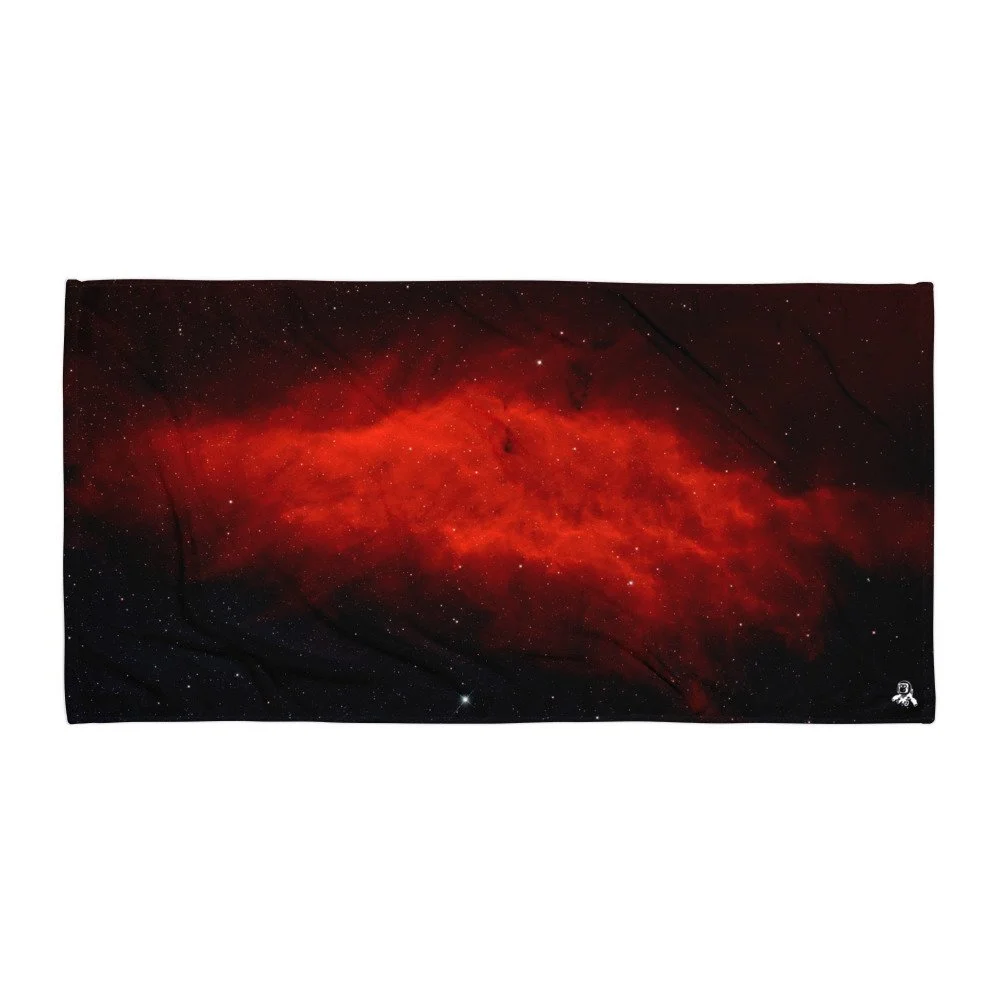California Nebula astrophotography printed on polyester beach towel — High Space Man