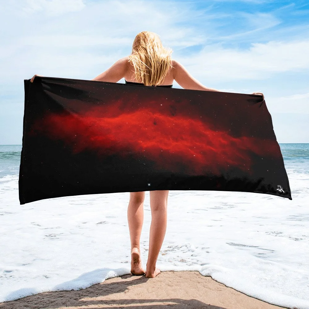 California Nebula astrophotography printed on polyester beach towel — High Space Man
