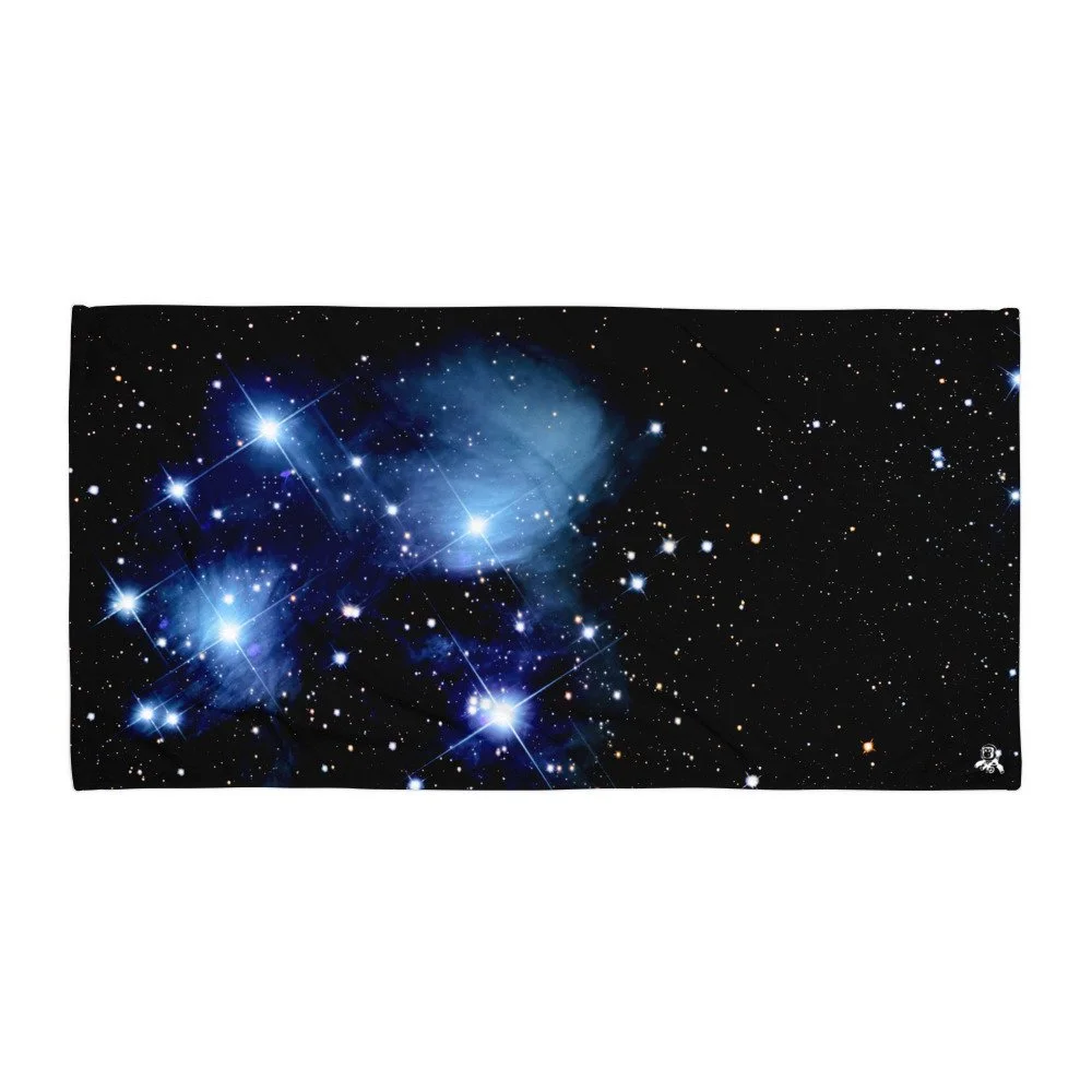 Pleiades star cluster printed on polyester beach towel — High Space Man