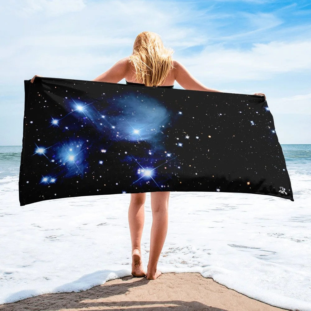 Pleiades star cluster printed on polyester beach towel — High Space Man