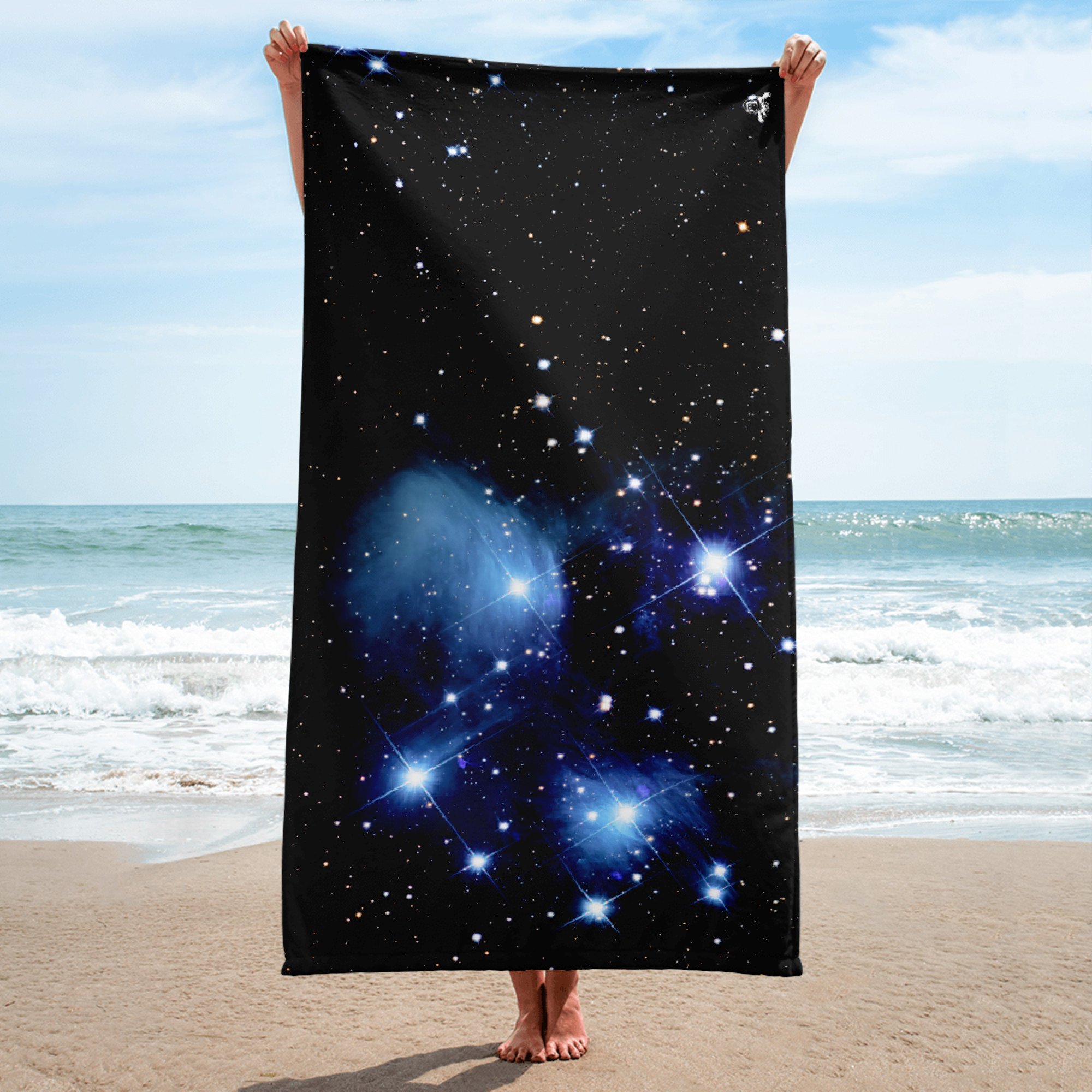 Pleiades star cluster printed on polyester beach towel — High Space Man