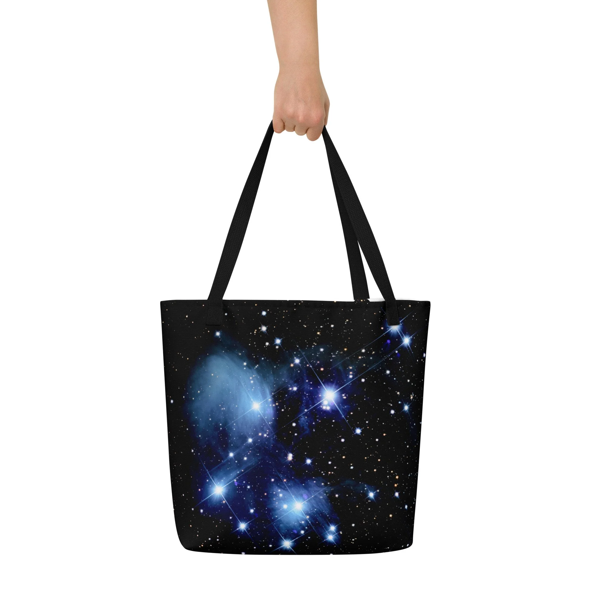 Pleiades star cluster printed on large polyester tote bag — High Space Man