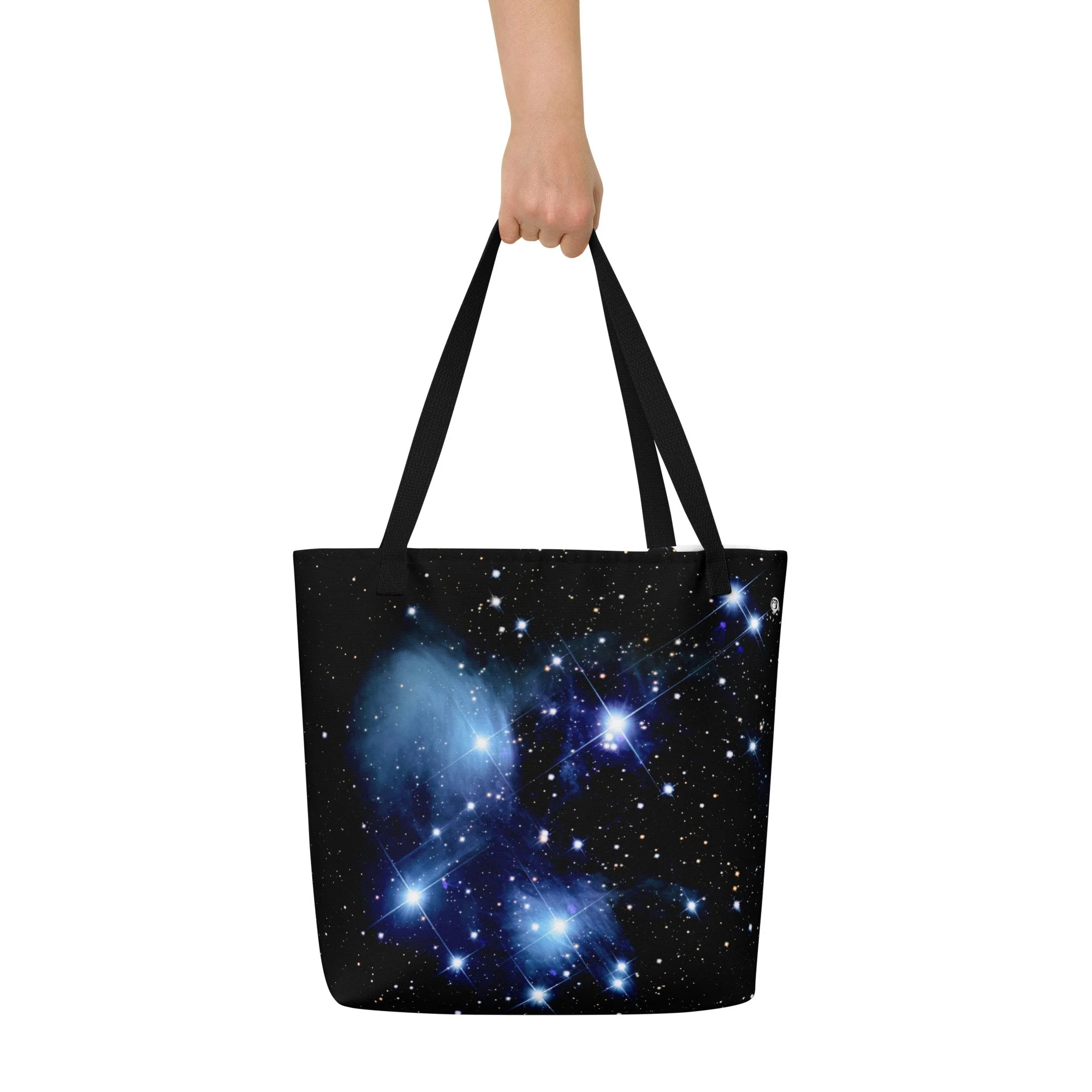 Pleiades star cluster printed on large polyester tote bag — High Space Man