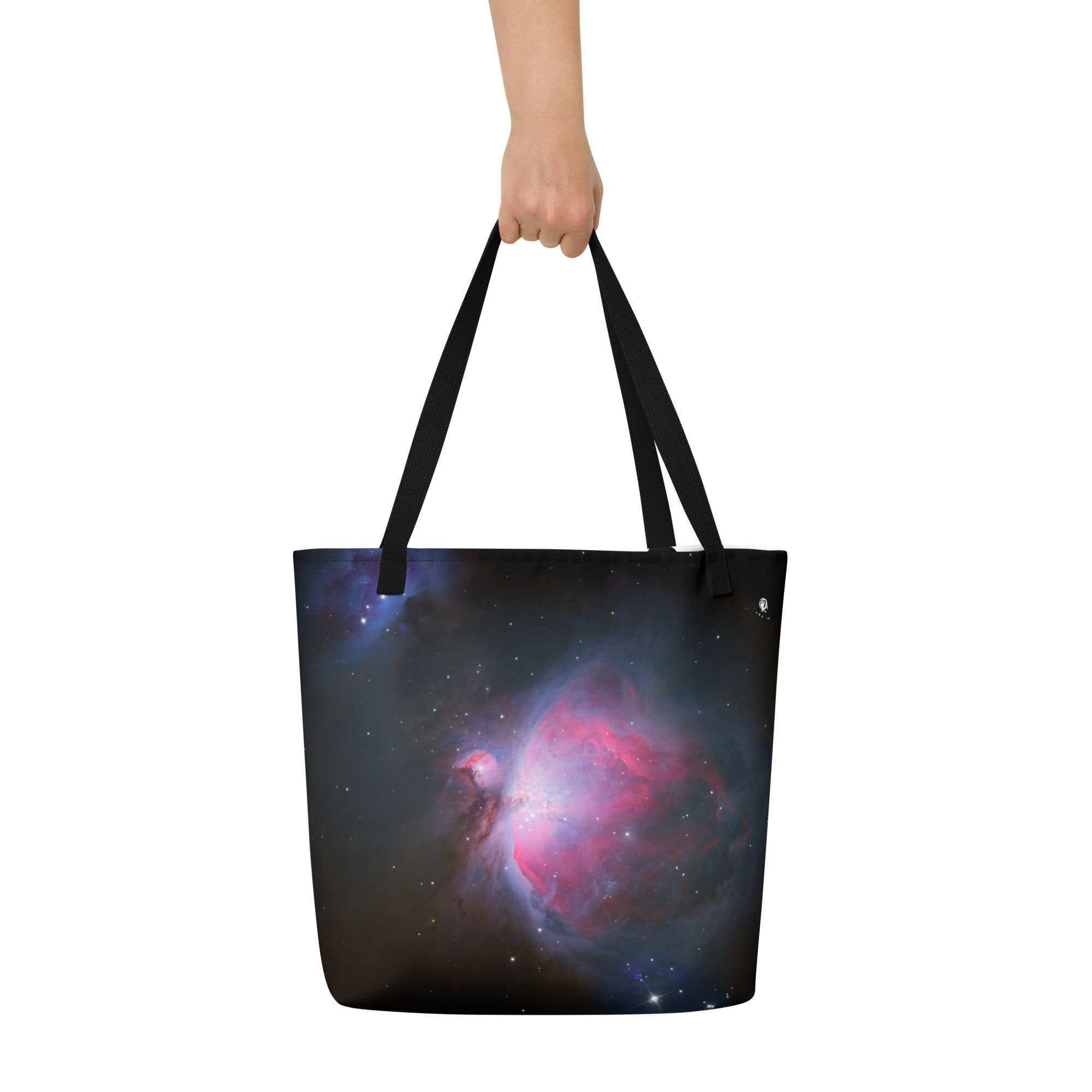 Orion Nebula M42 astrophotography printed on large polyester tote bag — High Space Man