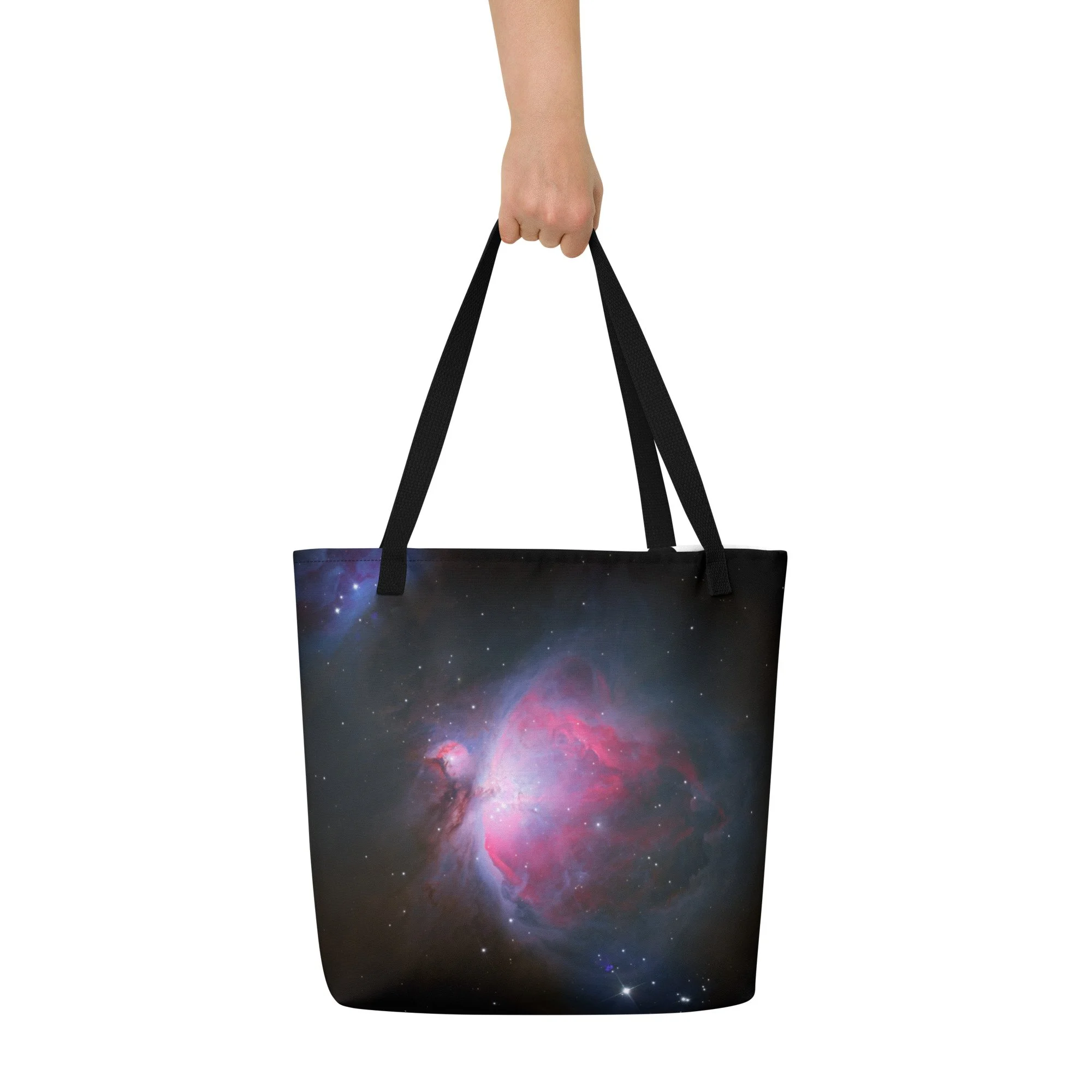 Orion Nebula M42 astrophotography printed on large polyester tote bag — High Space Man