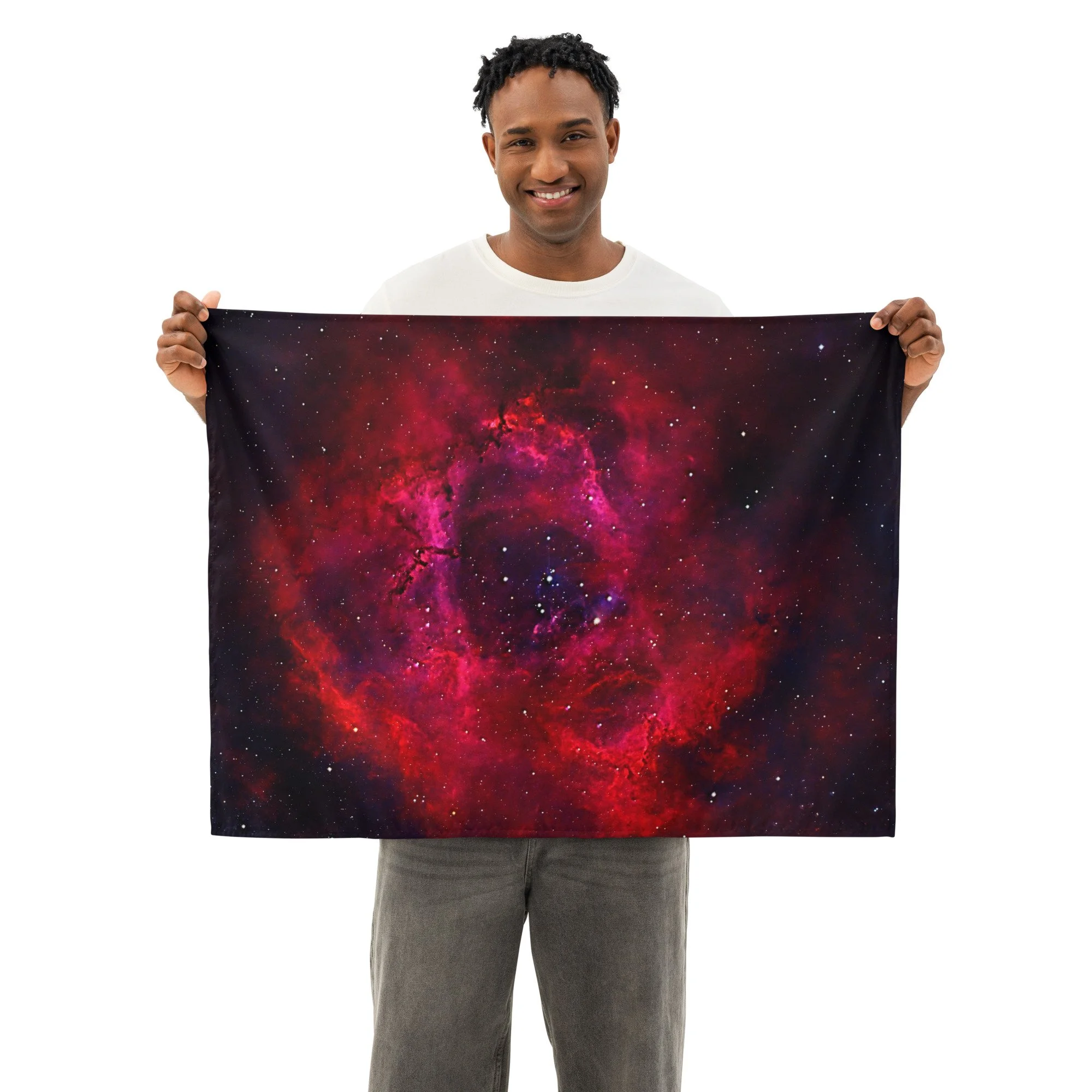 Rosette Nebula astrophotography printed on fabric wall tapestry — High Space Man