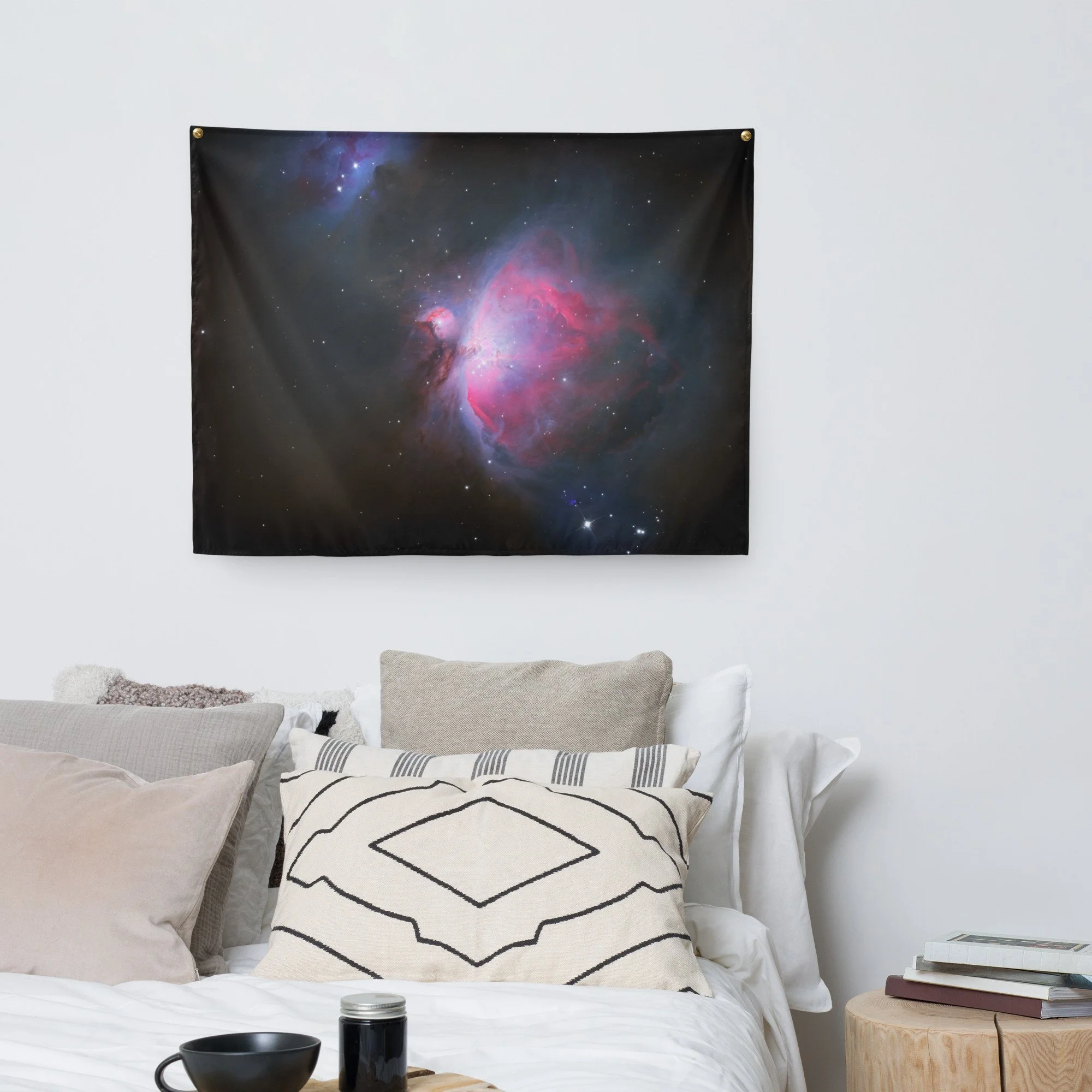 Orion Nebula M42 astrophotography printed on fabric wall tapestry — High Space Man