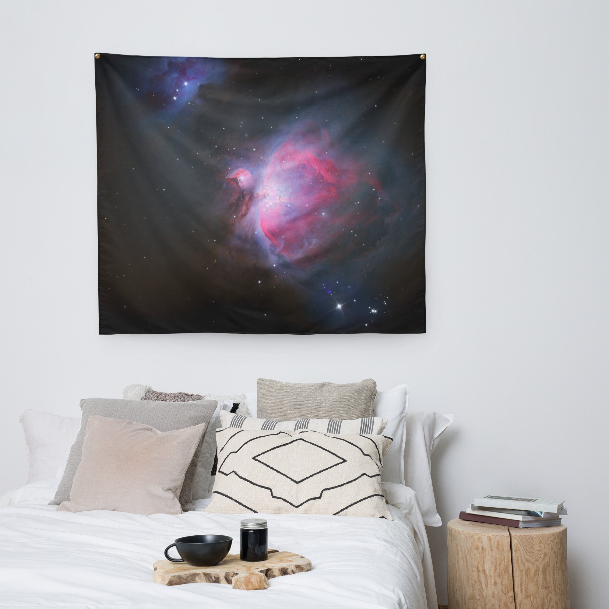 Orion Nebula M42 astrophotography printed on fabric wall tapestry — High Space Man