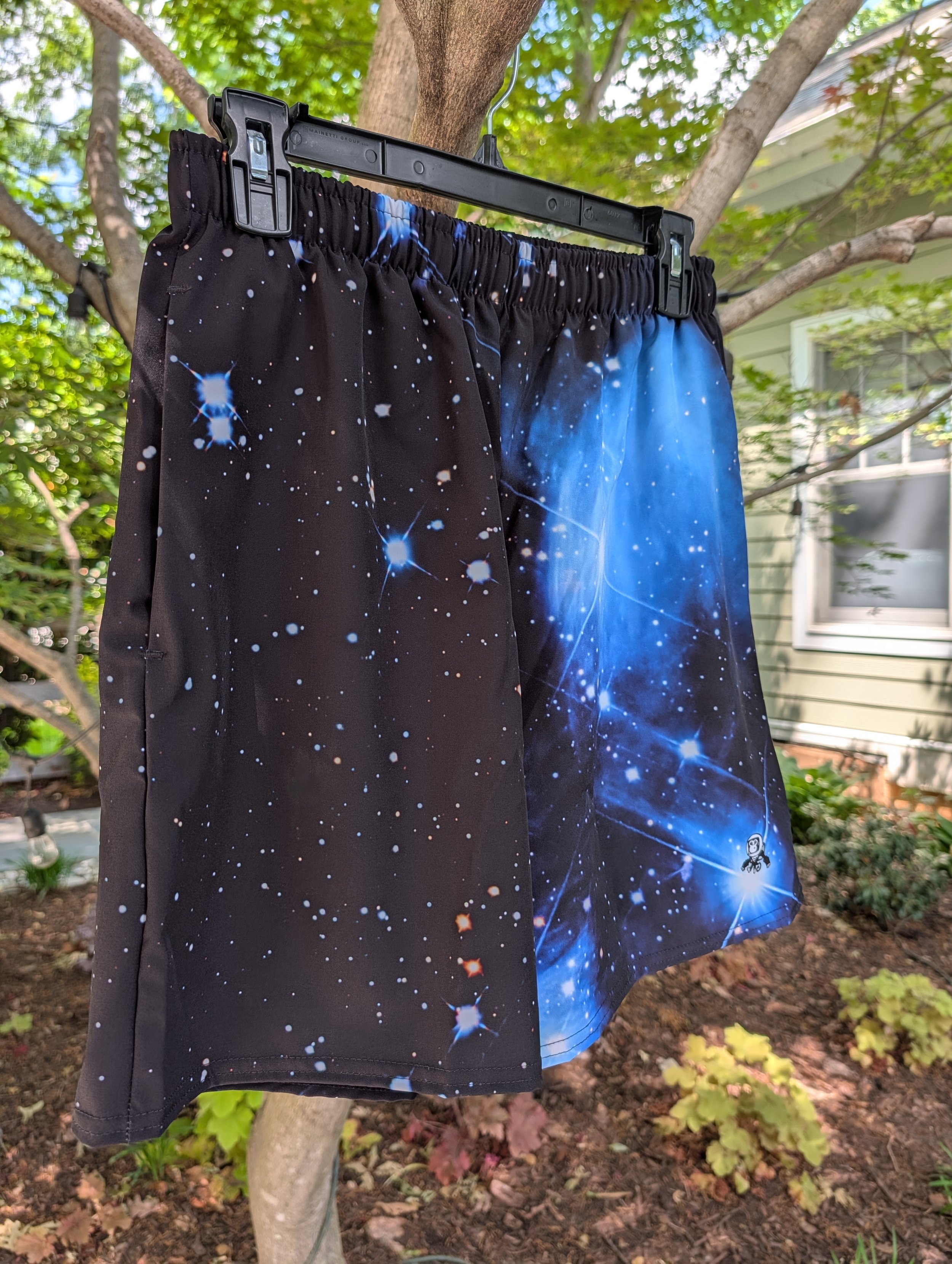 Pleiades star cluster printed on unisex 6 inch inseam athletic shorts — High Space Man