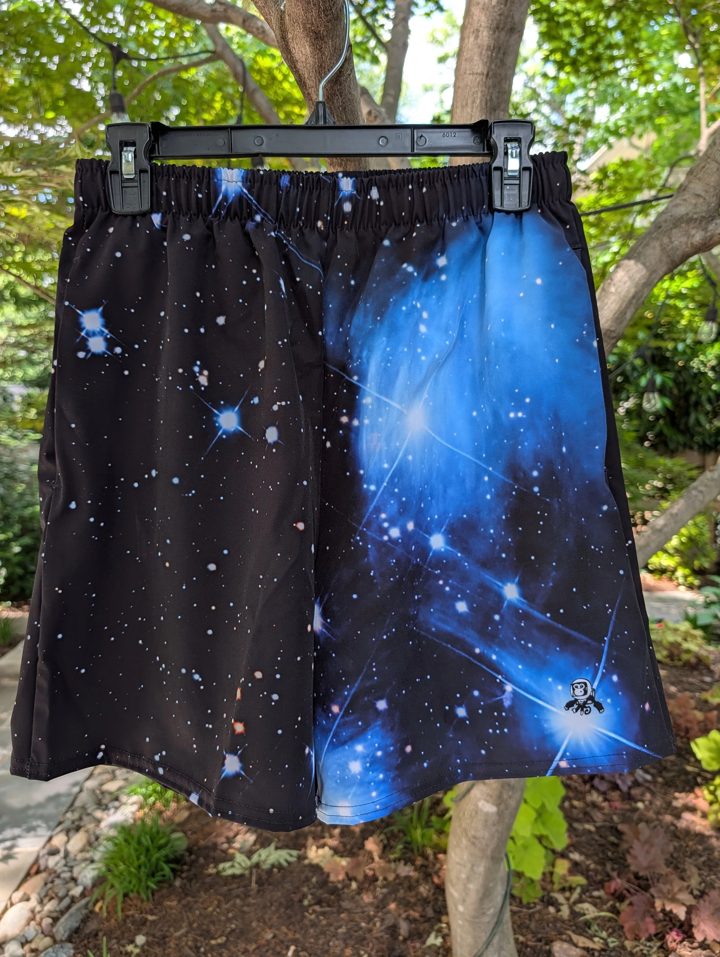 Pleiades star cluster printed on unisex 6 inch inseam athletic shorts — High Space Man