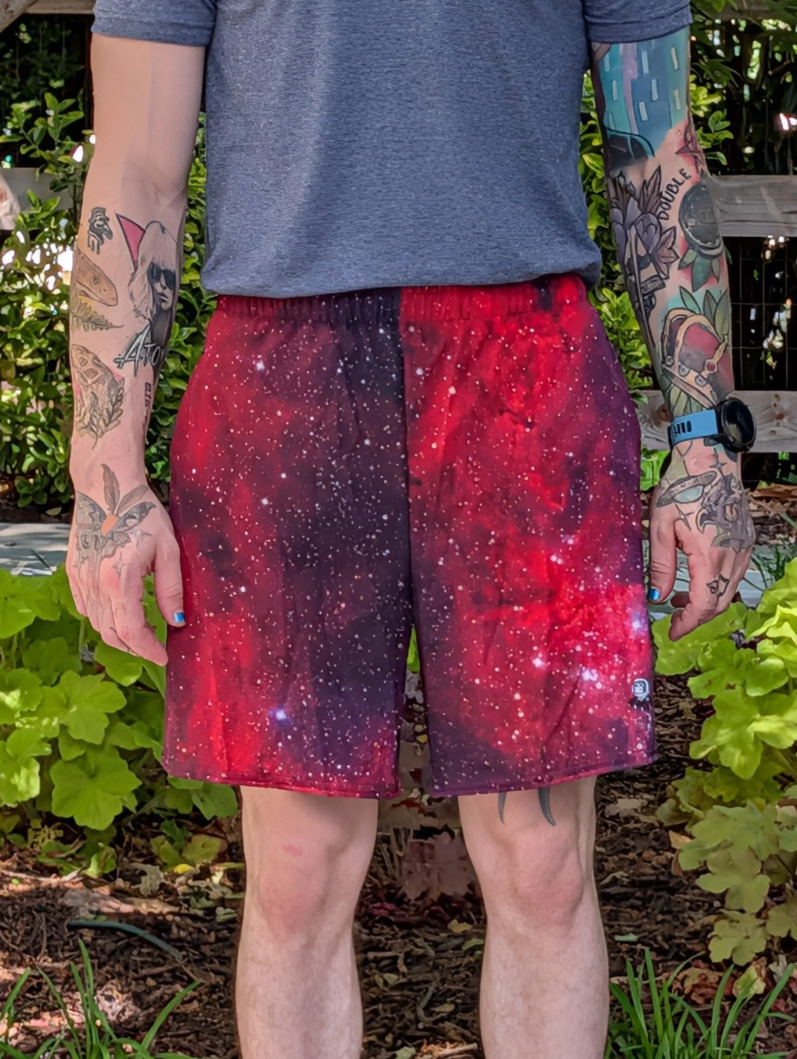 Heart Nebula printed on unisex 6 inch inseam athletic shorts — High Space Man